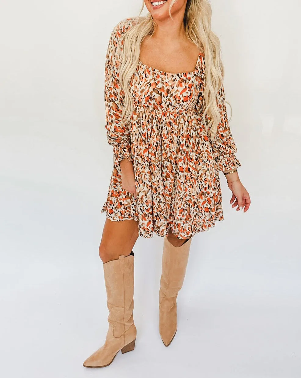 Abstract High Waist Mini Dress