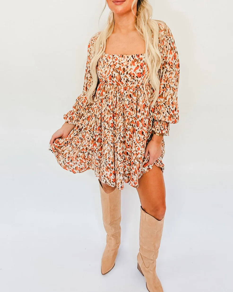 Abstract High Waist Mini Dress