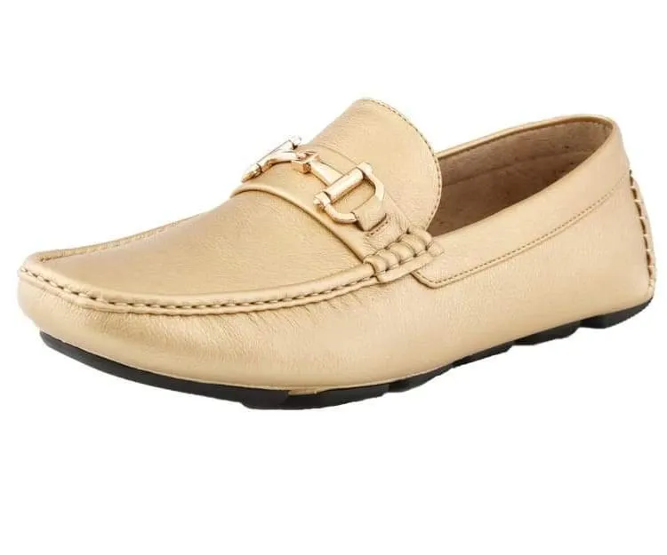 Amali Trentino Gold Men’s Casual Moccasins Gold Slip On