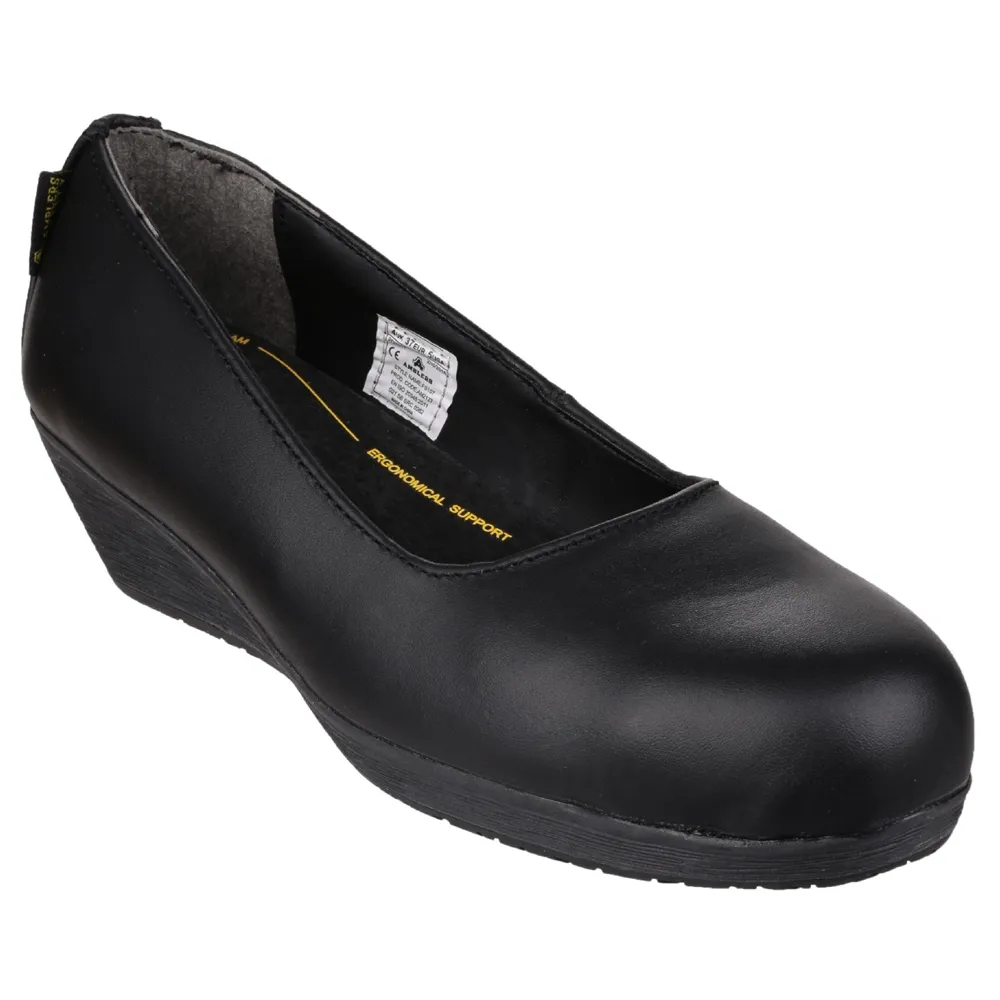 Amblers Safety FS107 Antibacterial Memory Foam Slip on Wedged Safety Court Shoe
