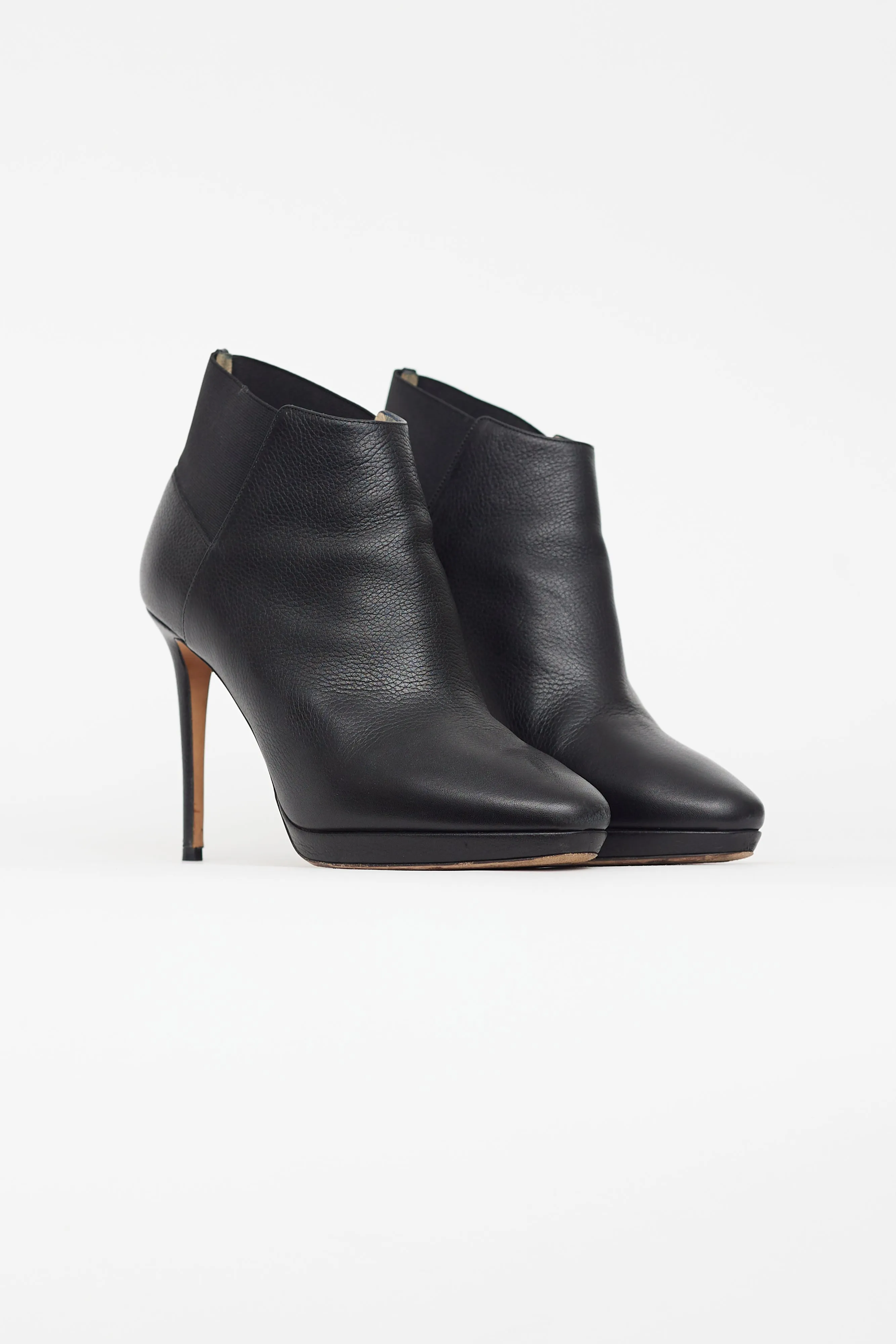 Black Leather Stiletto Heeled Boot