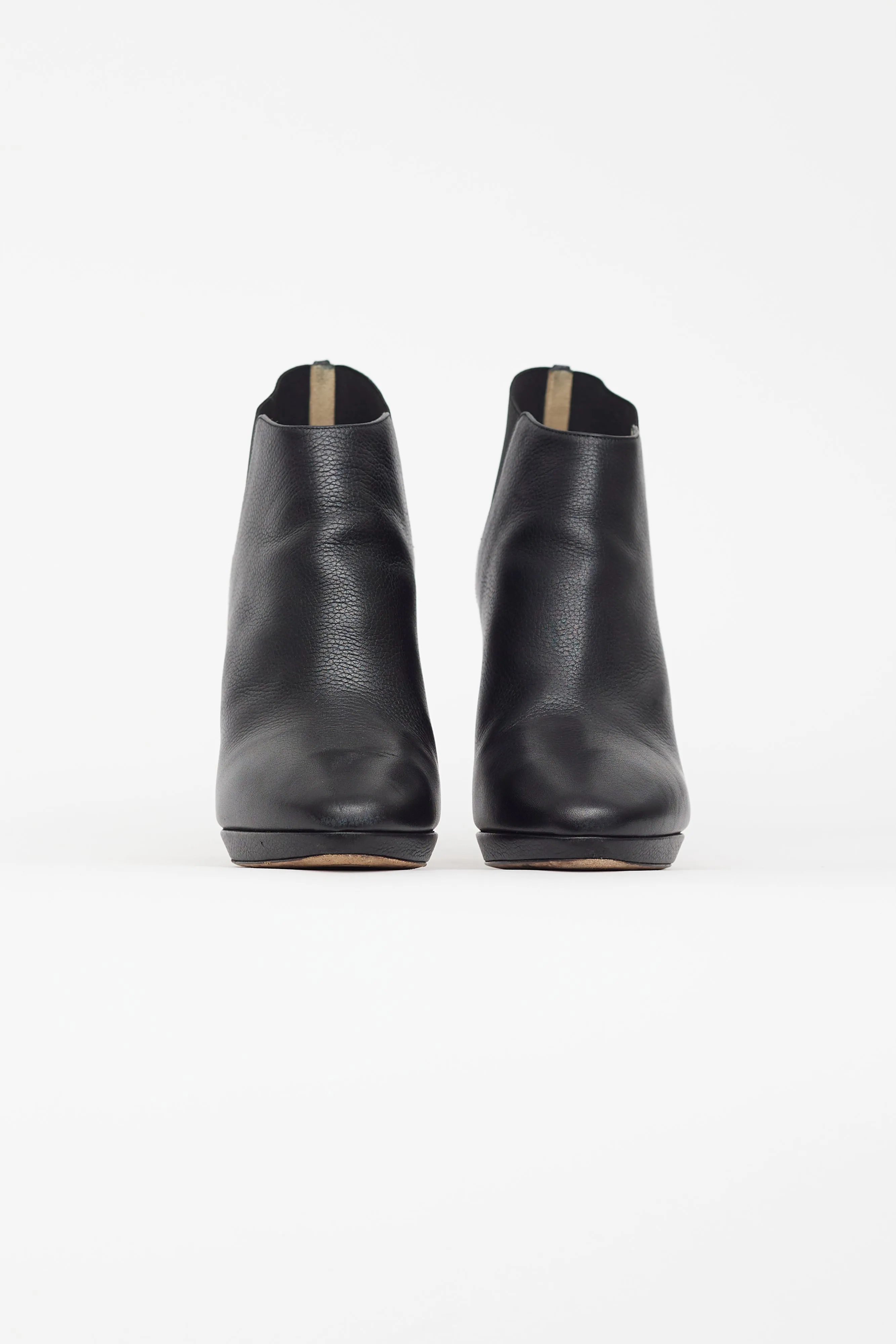 Black Leather Stiletto Heeled Boot