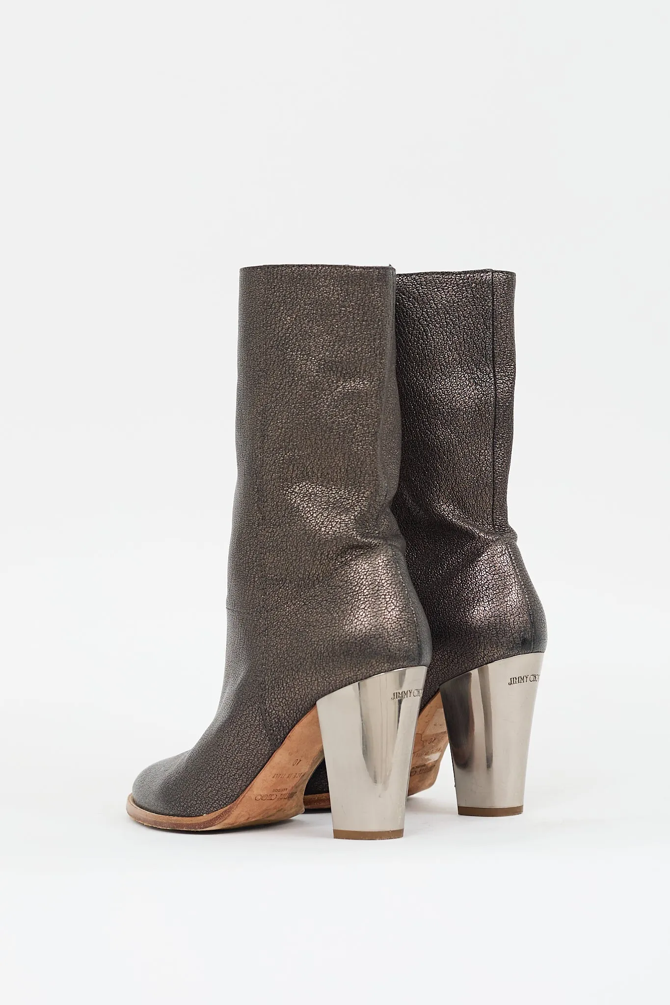 Bronze Leather Heeled Boot