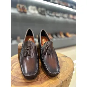 Brown Patina Tassel Driving Loafers