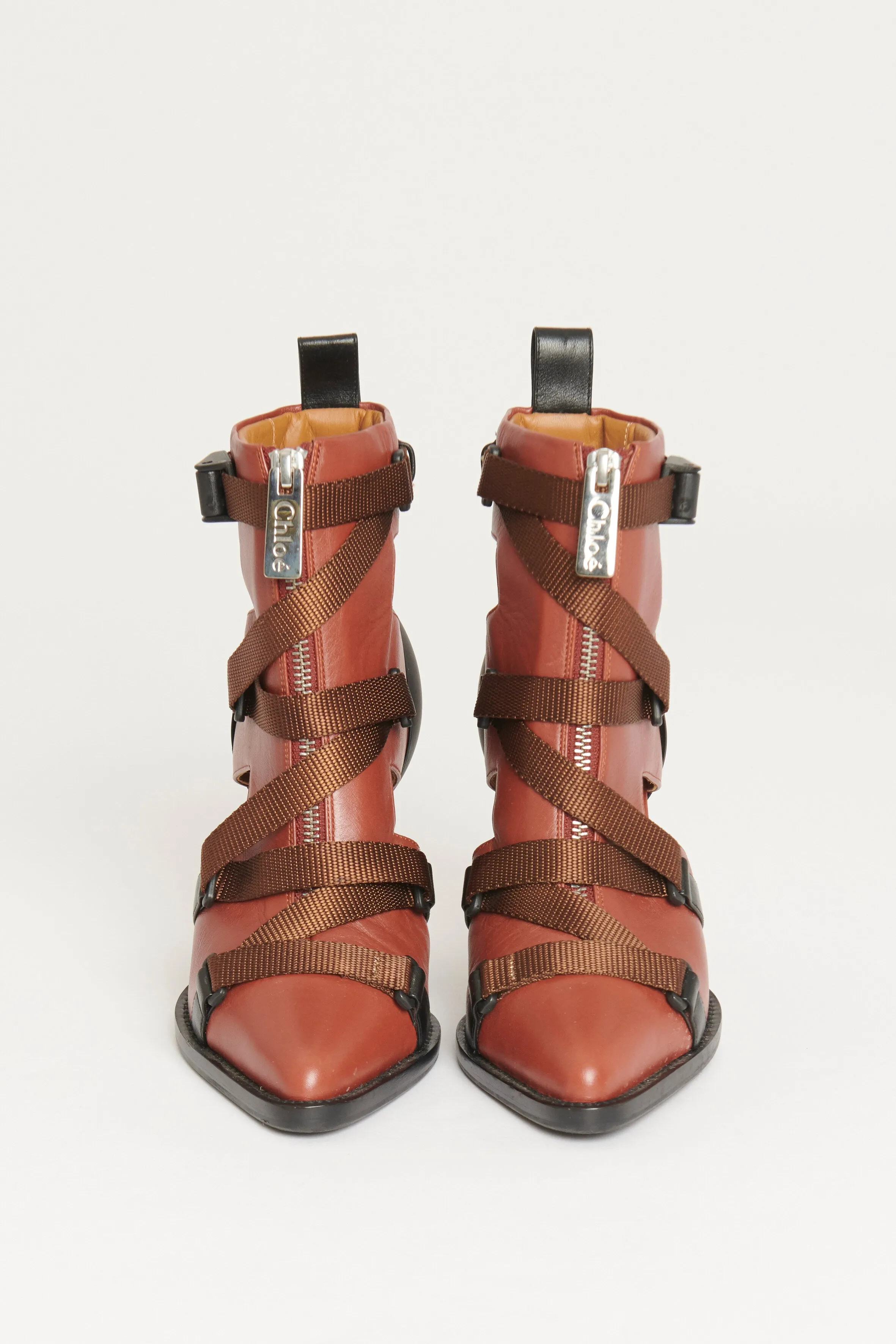 Burnt Orange Leather Preowned Heeled Boots