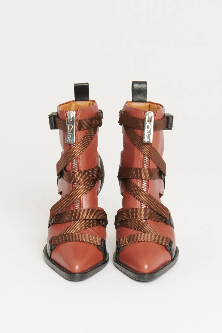 Burnt Orange Leather Preowned Heeled Boots