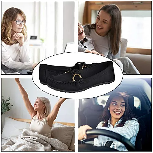 CCVON Women's Loafers Slip Ons Shoes with Bowknot Driving Flats Casual Comfort Walking Penny Loafers for Women Black Size 5