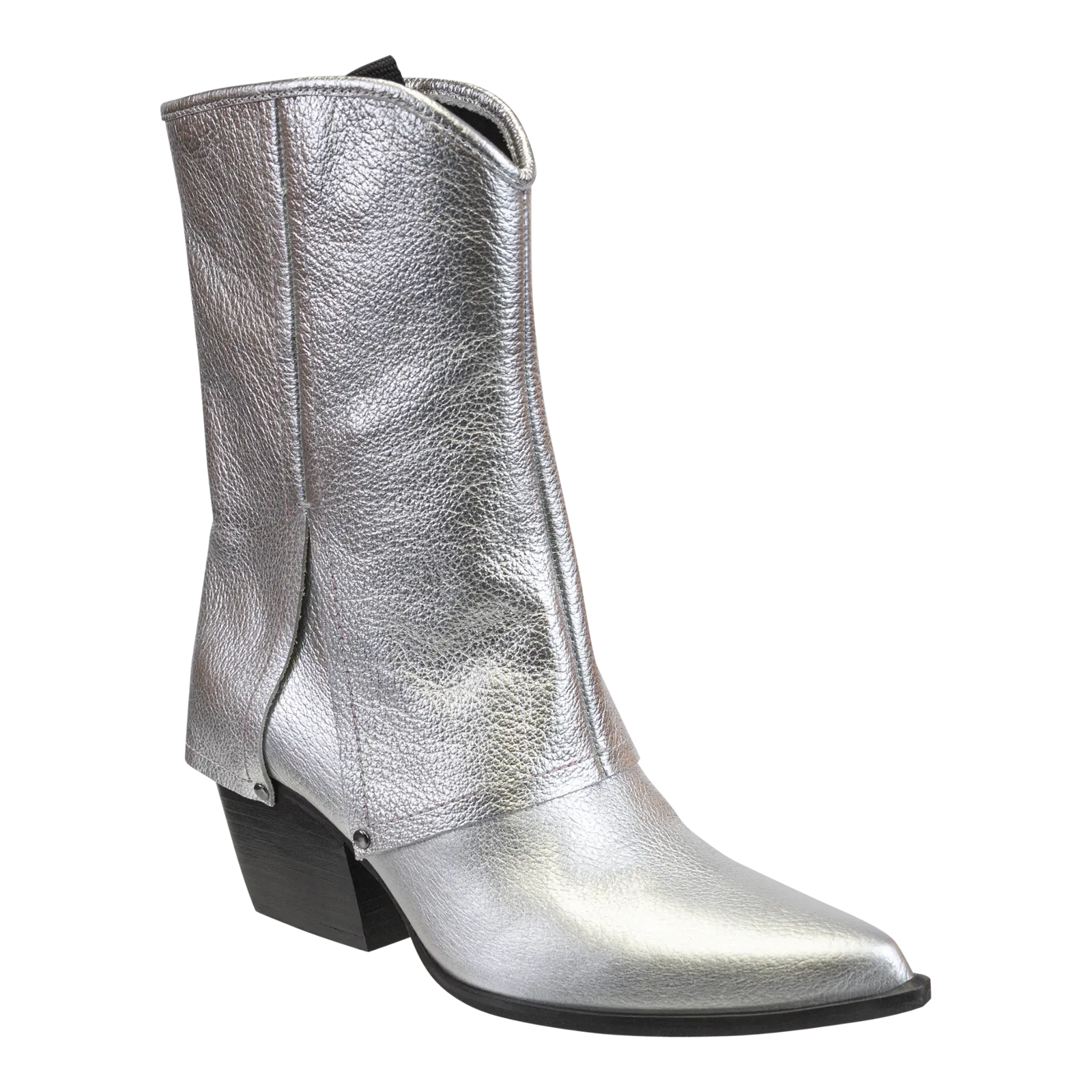 CURIO in SILVER Heeled Mid Shaft Boots