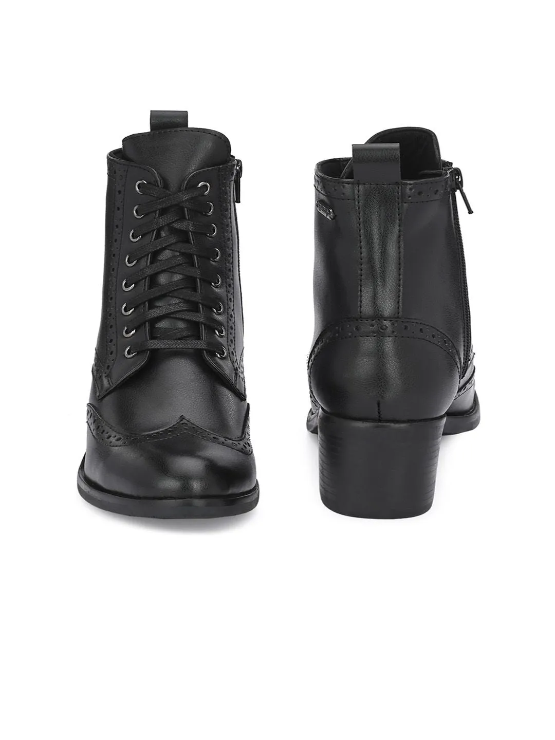 Delize Women Perforated Block Heeled Regular Boots