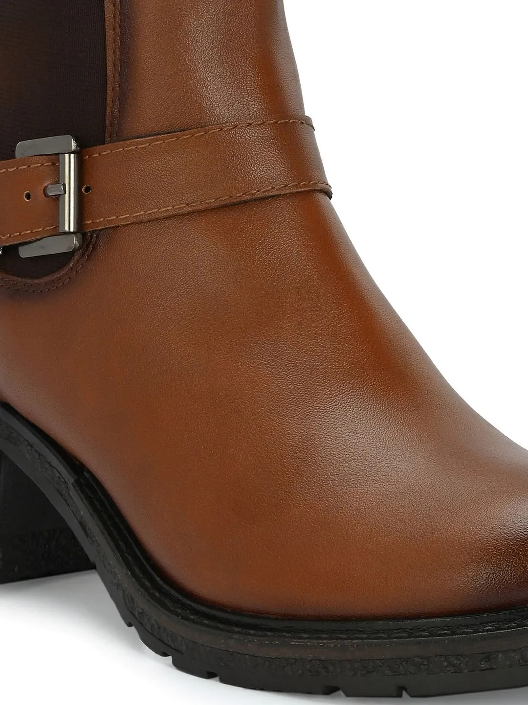 Delize Women Vegan Leather Block-Heeled Zip-Up Chelsea Boots
