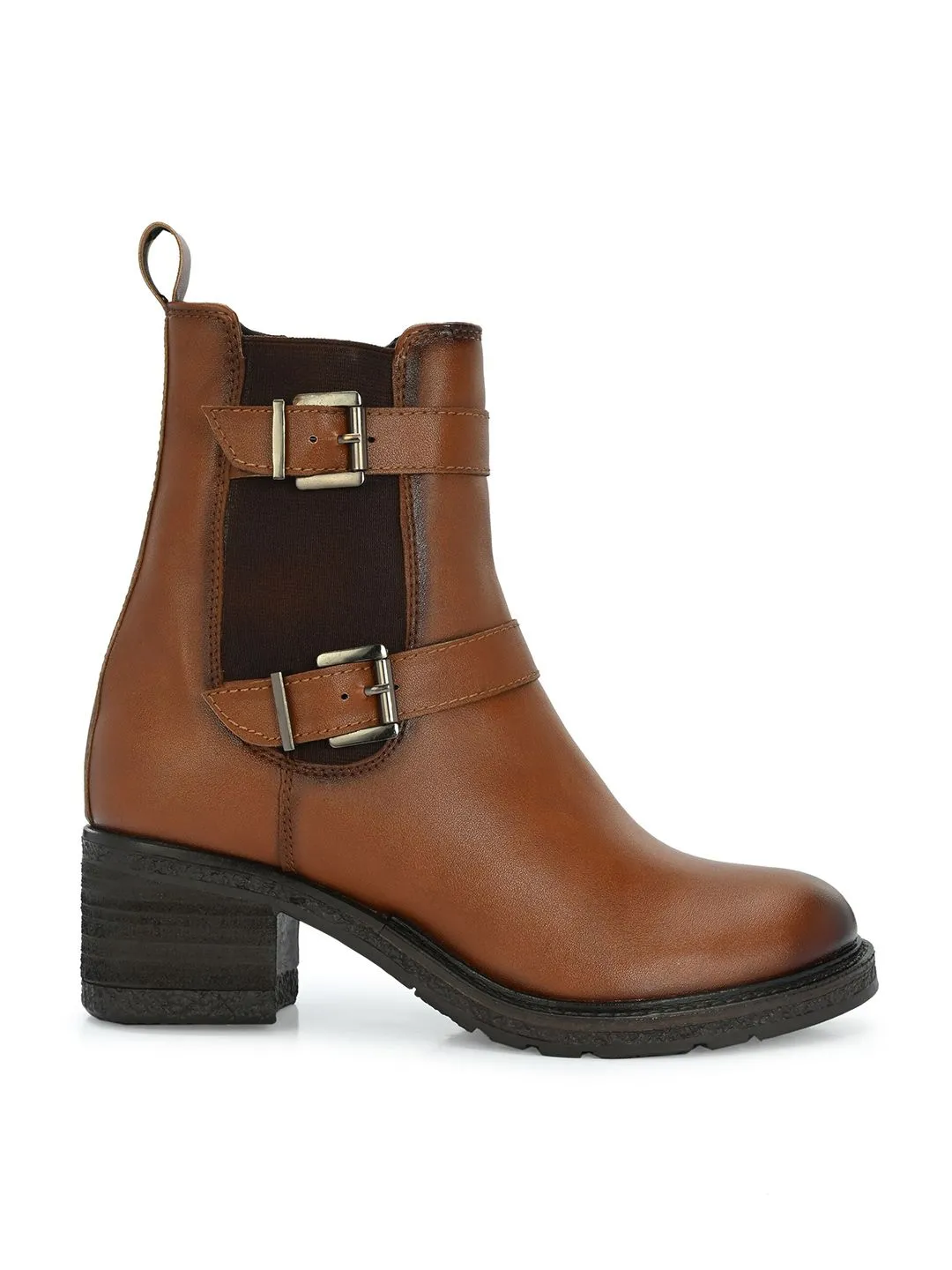 Delize Women Vegan Leather Block-Heeled Zip-Up Chelsea Boots