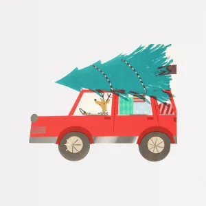 driving reindeer napkins - set of 16