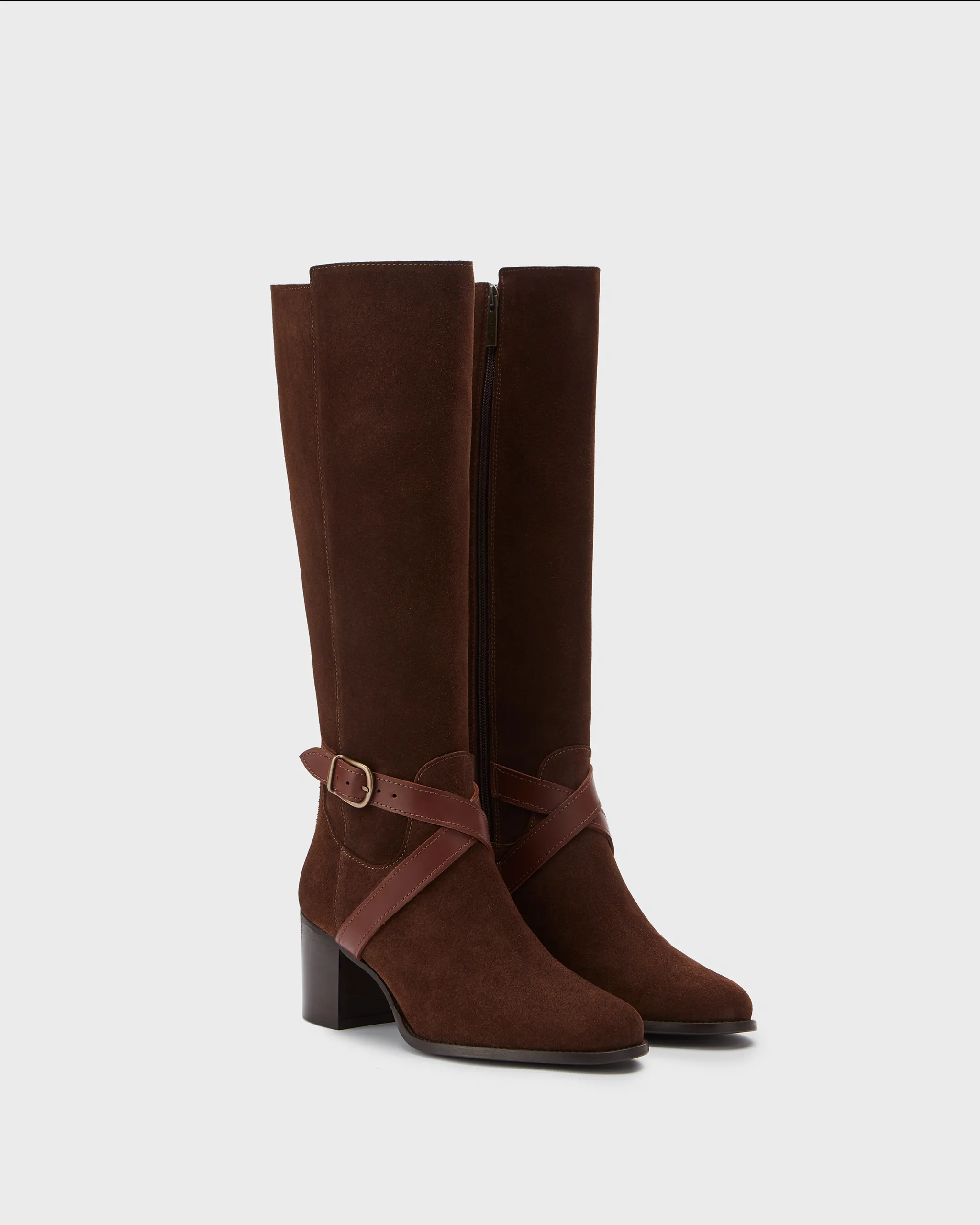 Easton Knee High Boots in Brown Suede