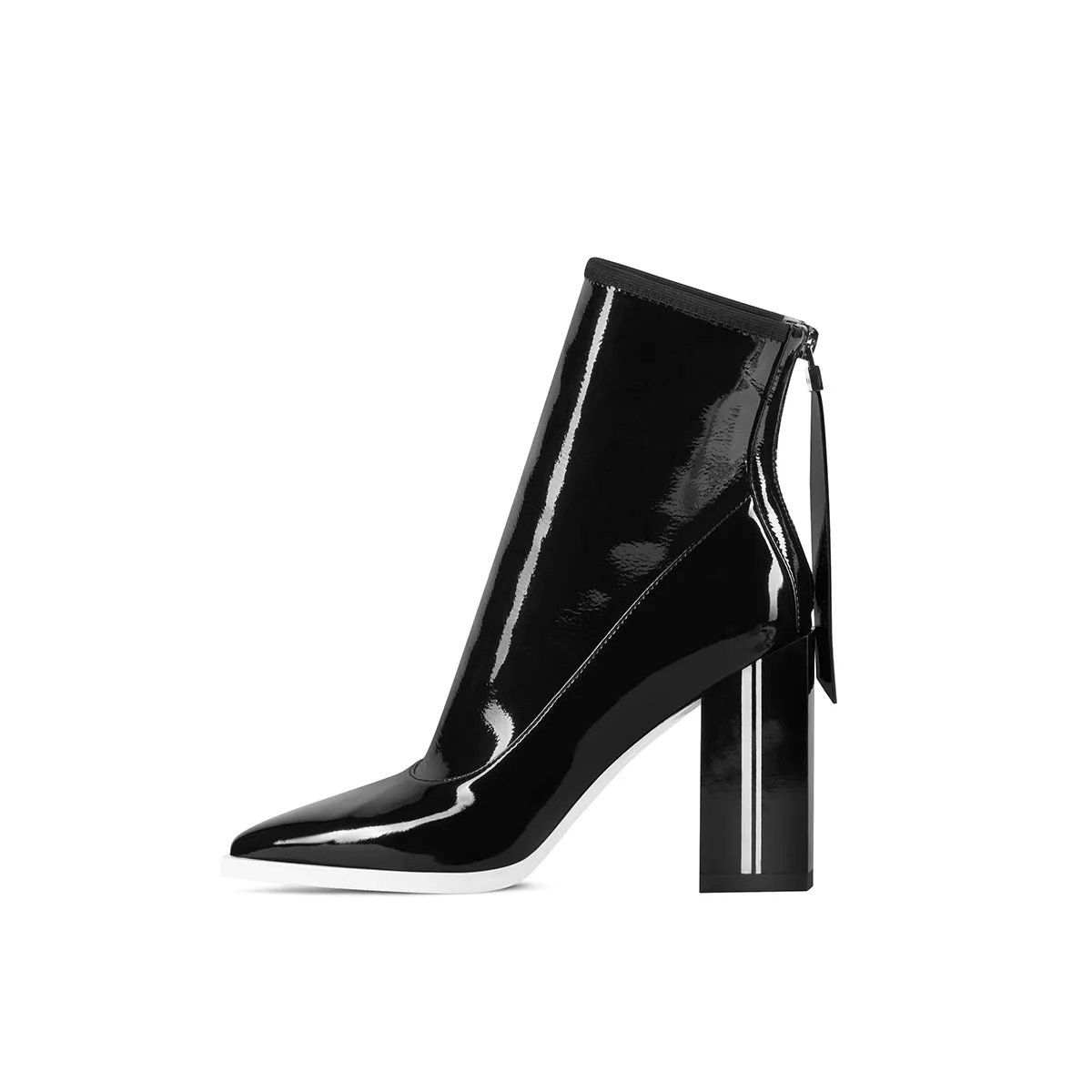 Fabfei's black autumn winter patent leather block heeled boots - ui4
