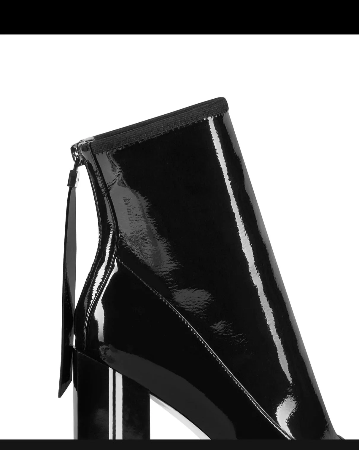 Fabfei's black autumn winter patent leather block heeled boots - ui4