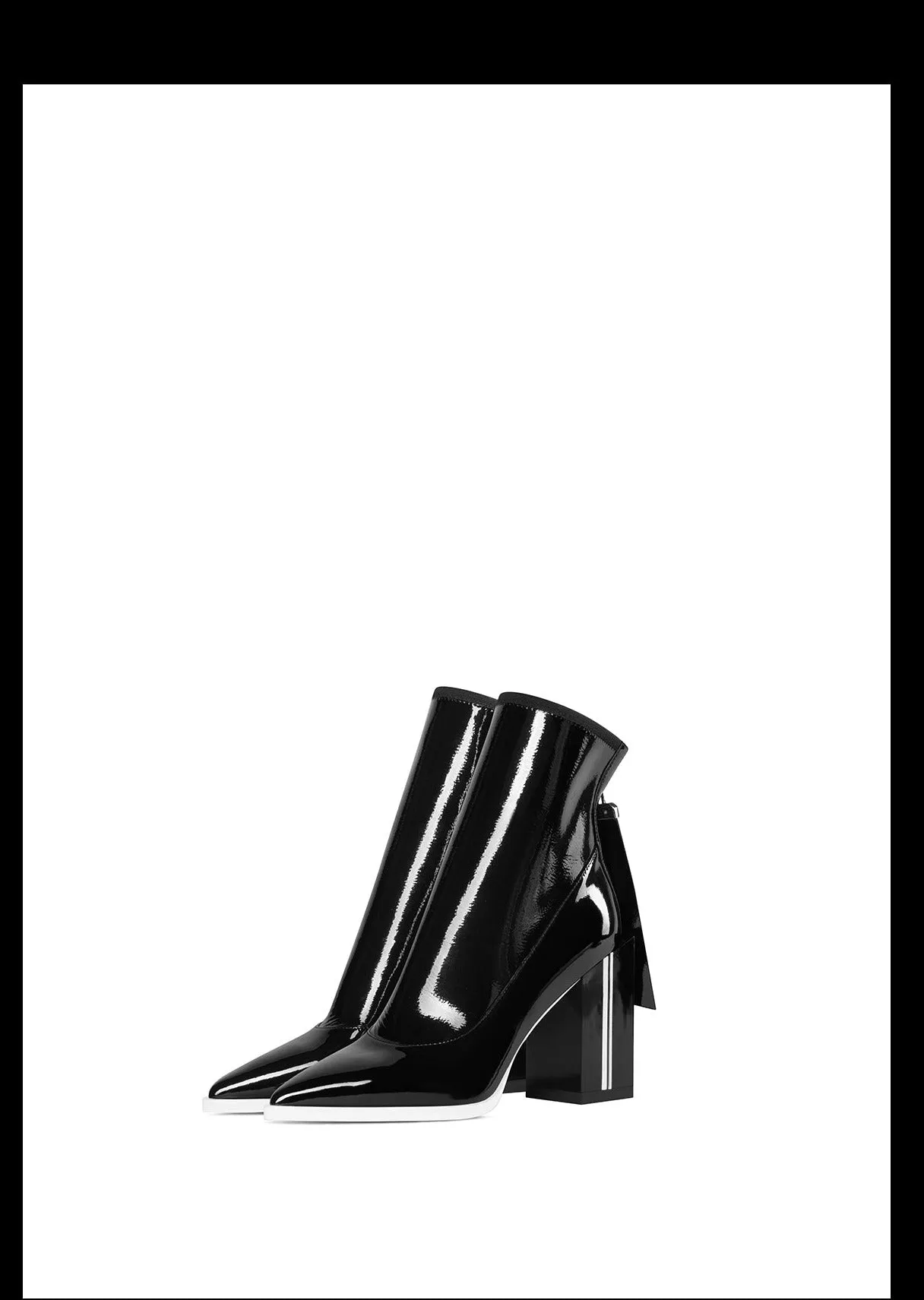 Fabfei's black autumn winter patent leather block heeled boots - ui4