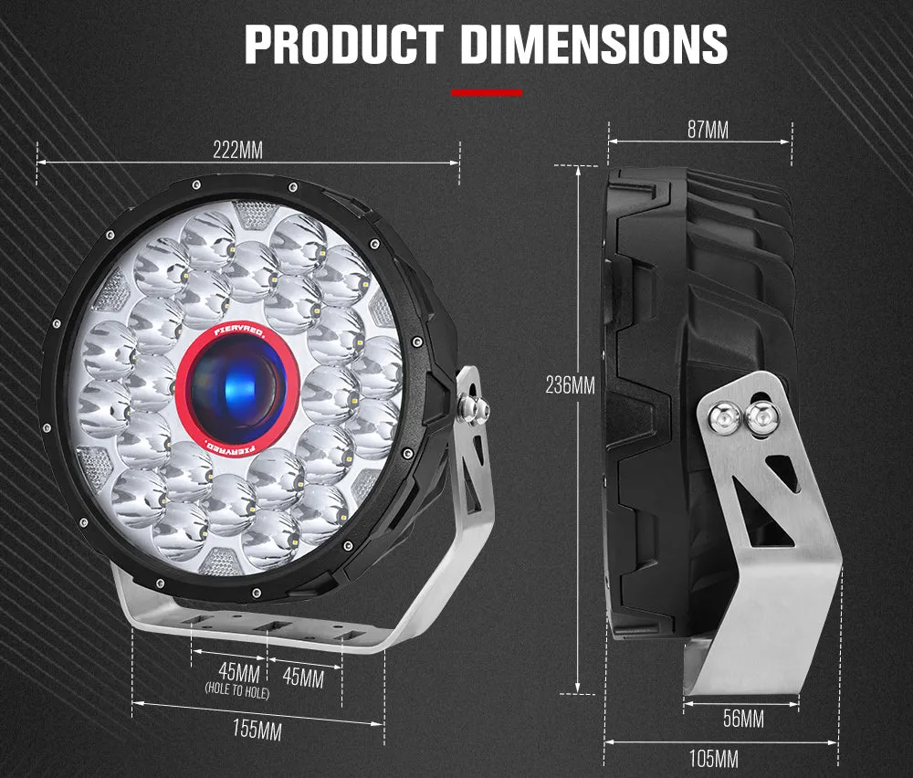 Fieryred 9inch LED Driving Light 1Lux@2,046m (pair) IP68 19,720 (pair)
