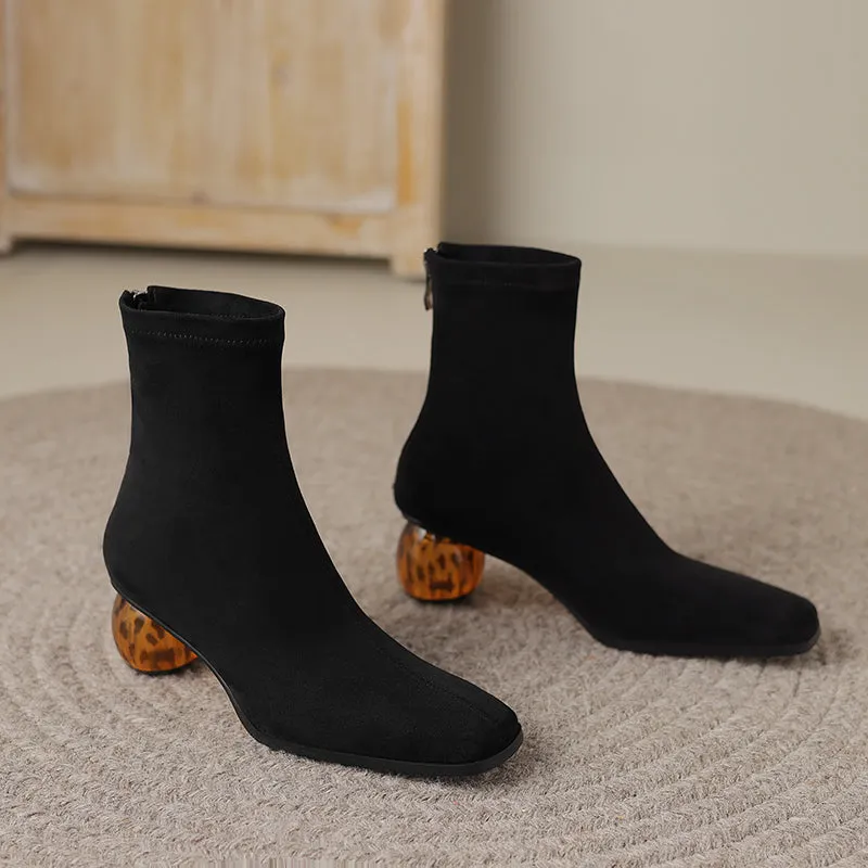 FY Zoe Sculptural Heeled Ankle Boots