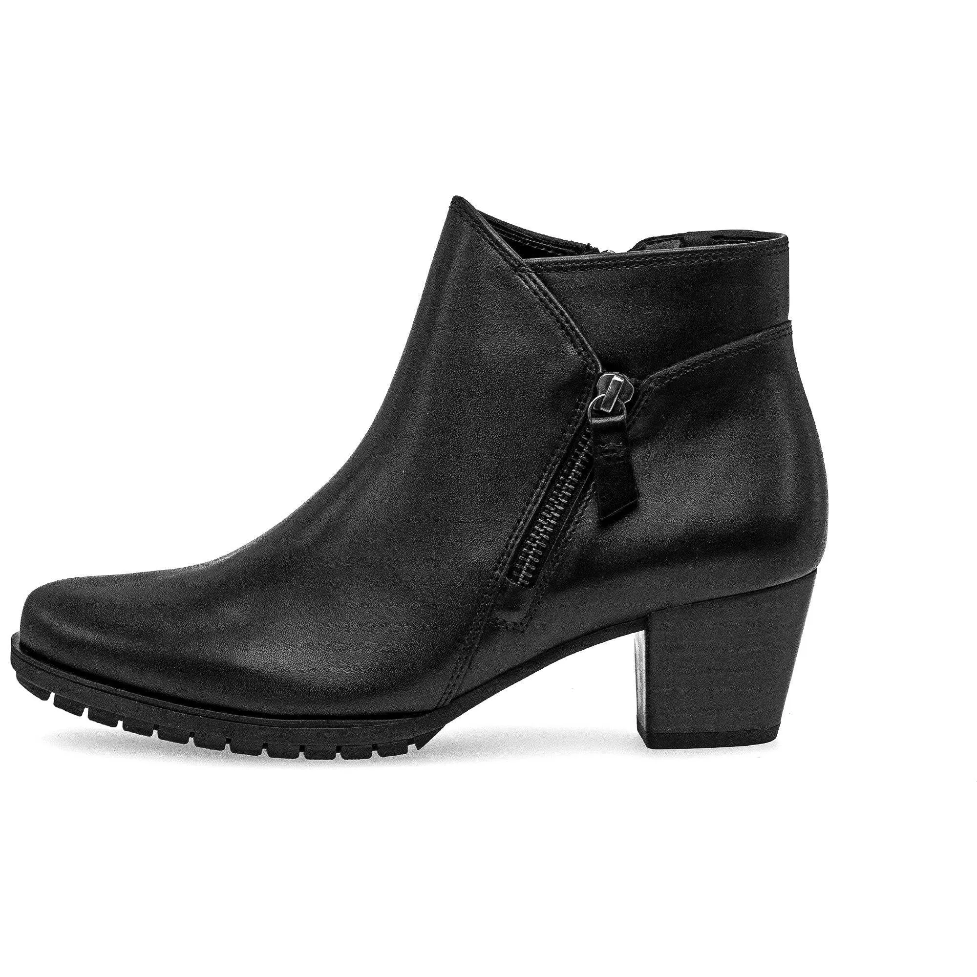 Gabor Olivetti 56.603.57 Ladies Black Wide Leather Side Zip Ankle Boots