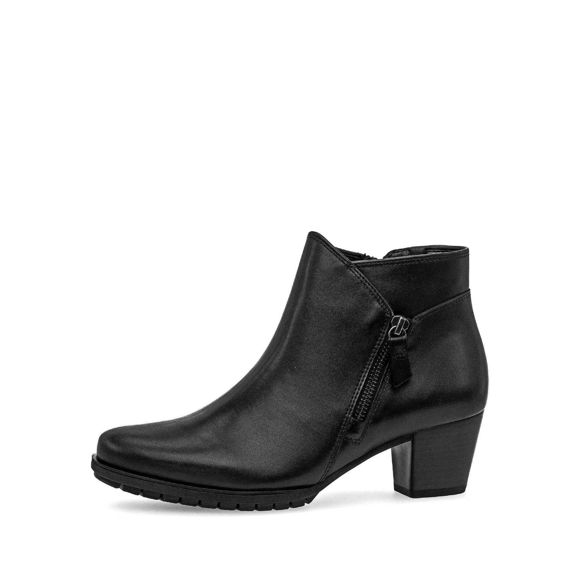 Gabor Olivetti 56.603.57 Ladies Black Wide Leather Side Zip Ankle Boots