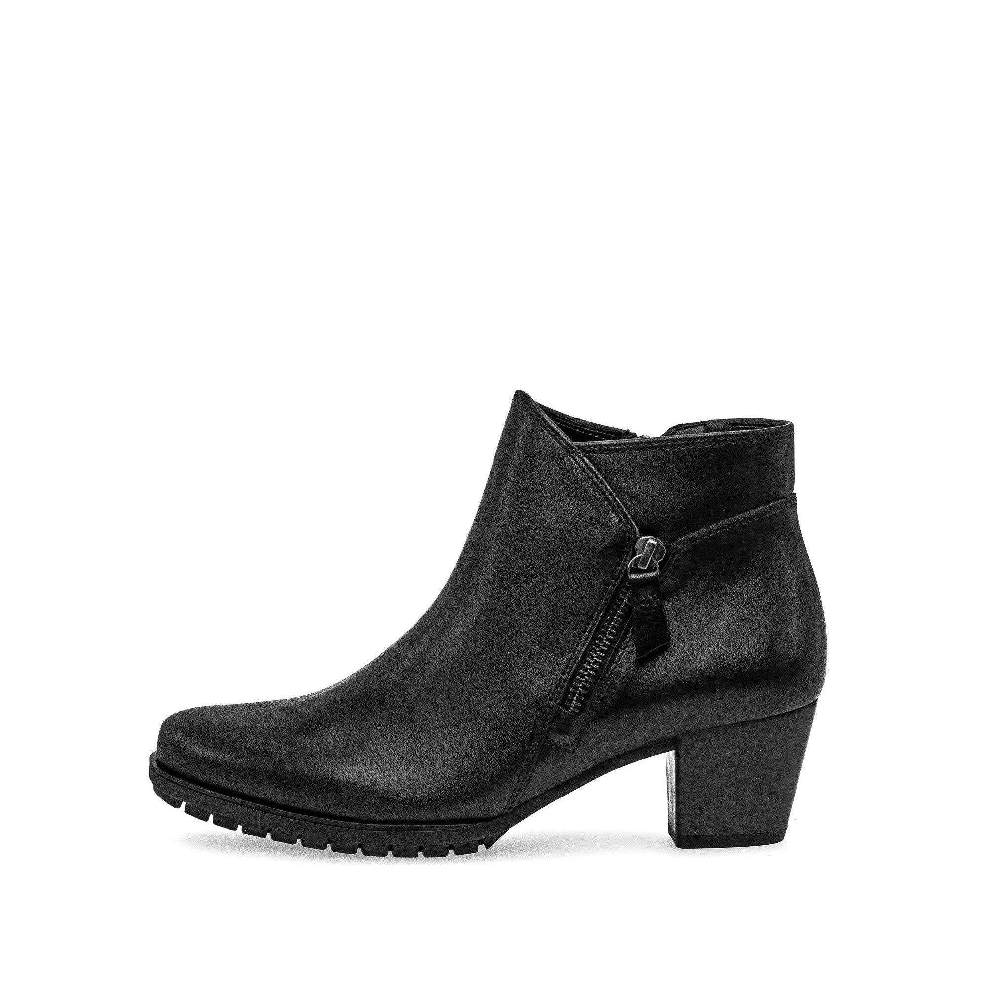 Gabor Olivetti 56.603.57 Ladies Black Wide Leather Side Zip Ankle Boots