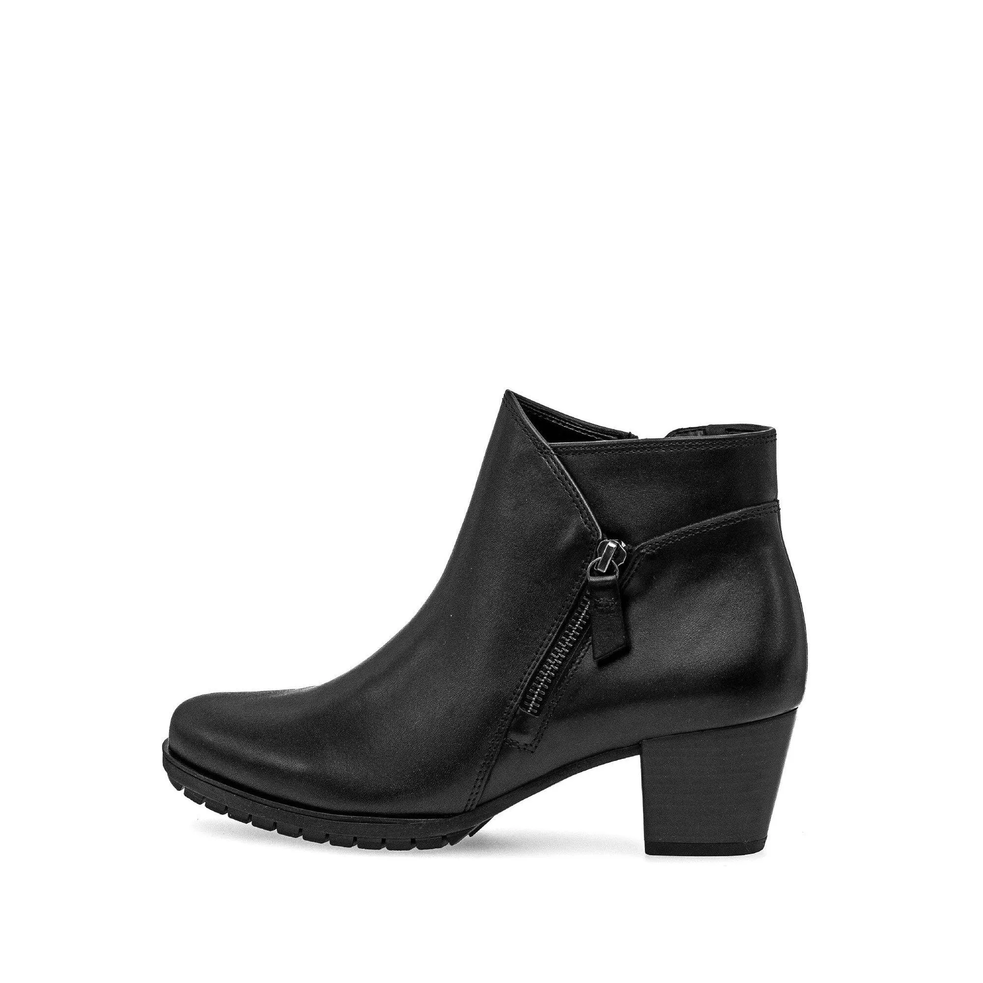 Gabor Olivetti 56.603.57 Ladies Black Wide Leather Side Zip Ankle Boots