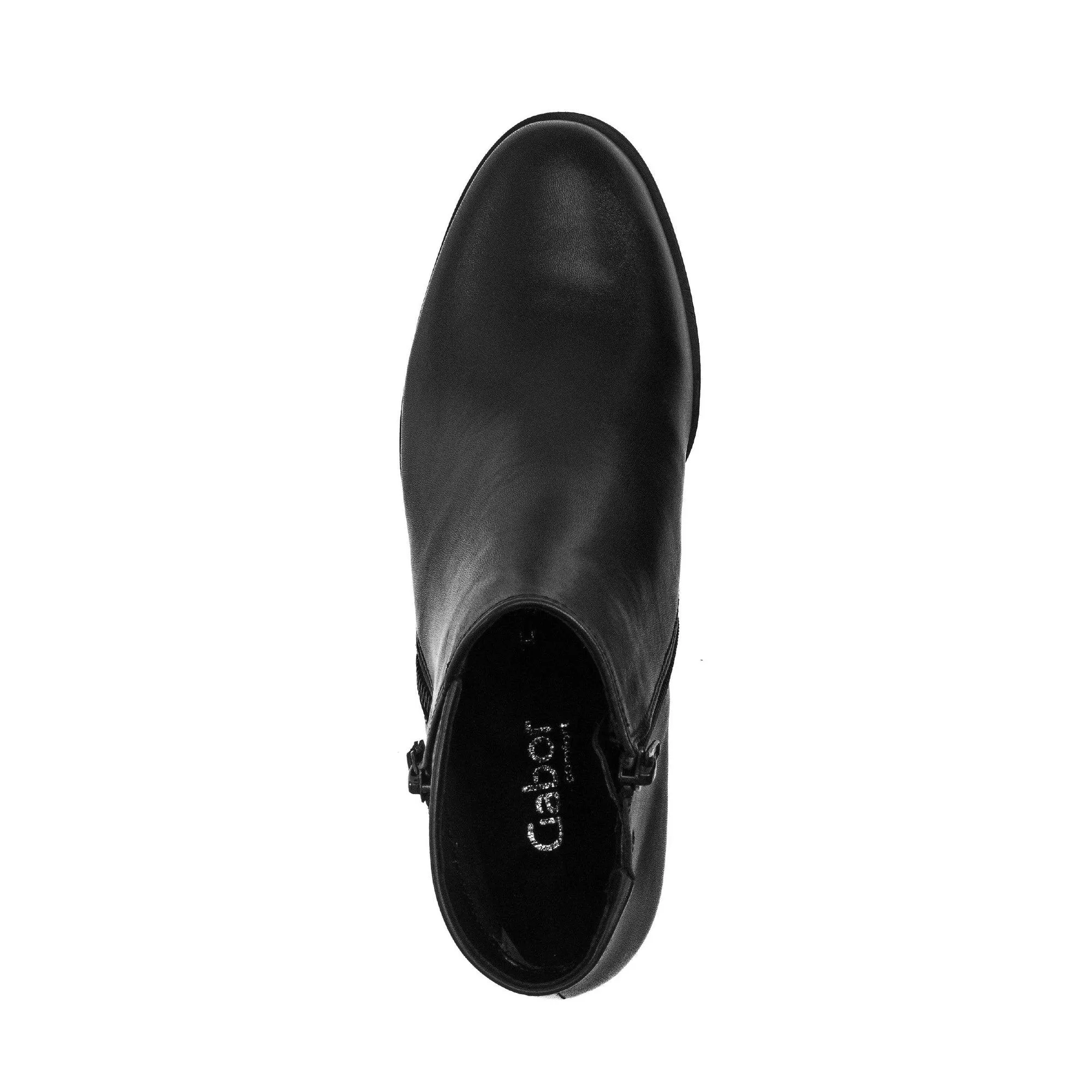 Gabor Olivetti 56.603.57 Ladies Black Wide Leather Side Zip Ankle Boots