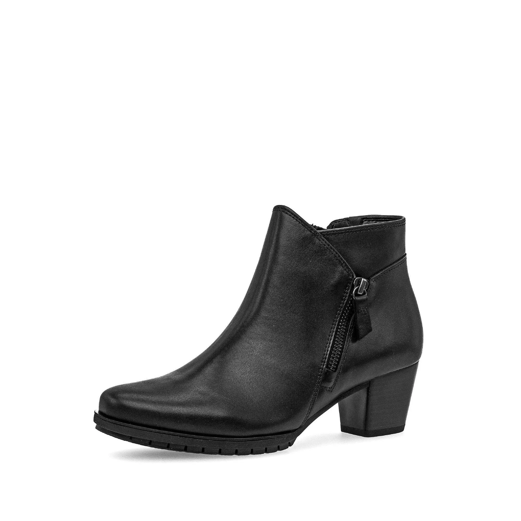 Gabor Olivetti 56.603.57 Ladies Black Wide Leather Side Zip Ankle Boots