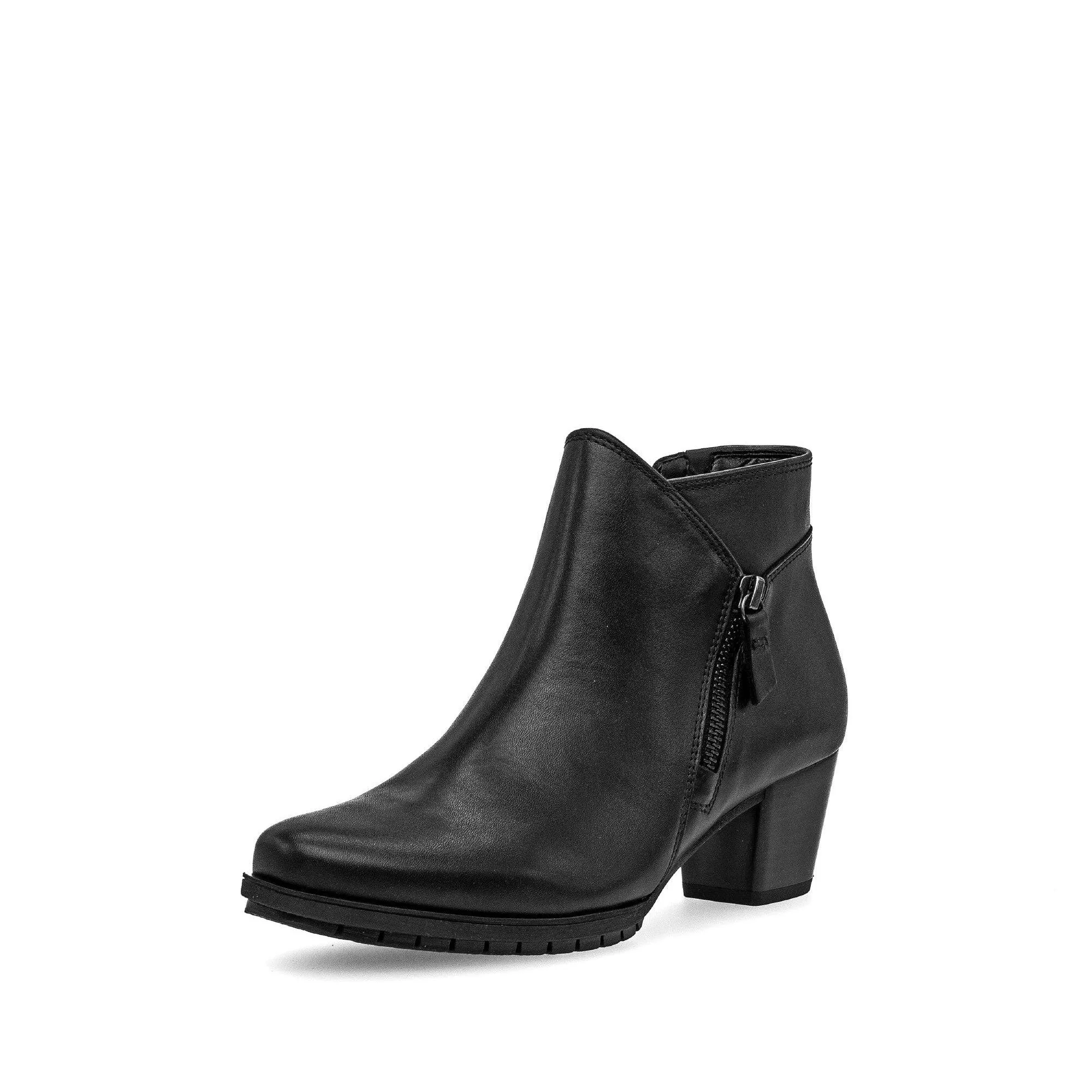 Gabor Olivetti 56.603.57 Ladies Black Wide Leather Side Zip Ankle Boots