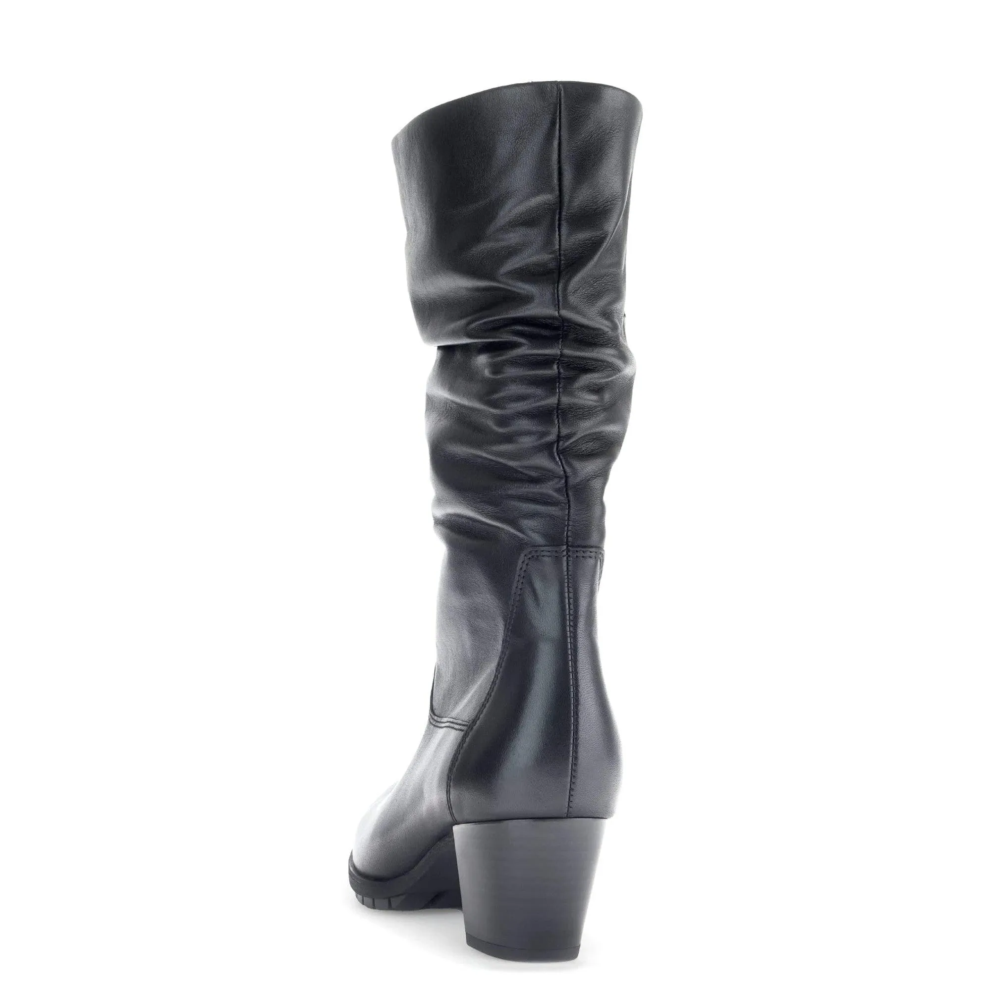 Gabor Oslo 56.606.57 Ladies Black Wide Leather Side Zip Mid-Calf Boots