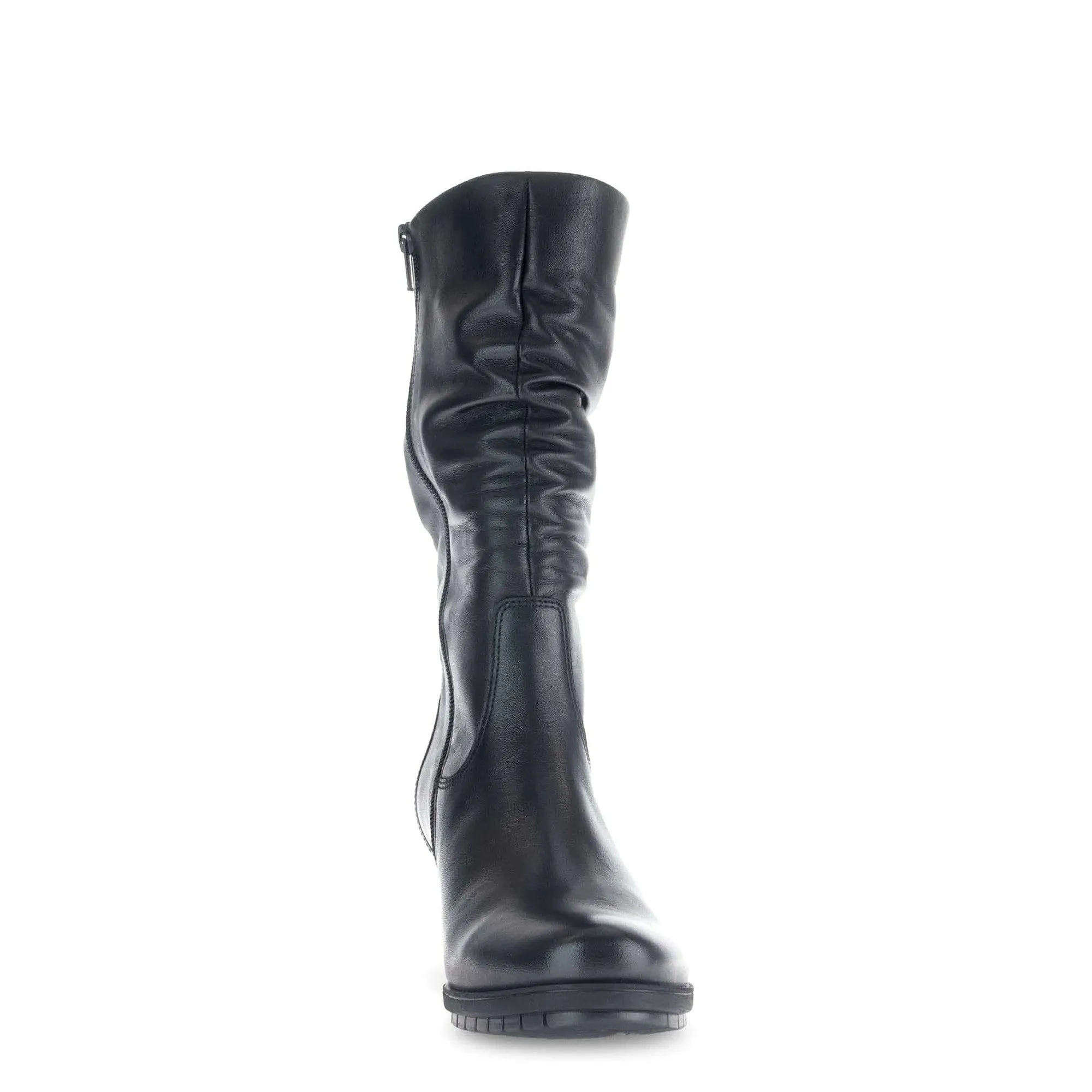 Gabor Oslo 56.606.57 Ladies Black Wide Leather Side Zip Mid-Calf Boots