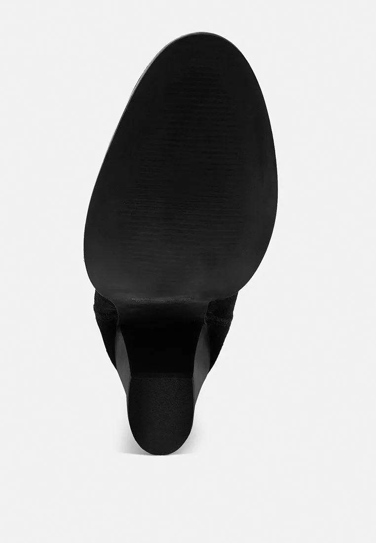 Goose-Feather Antique High Heeled Ankle Boot