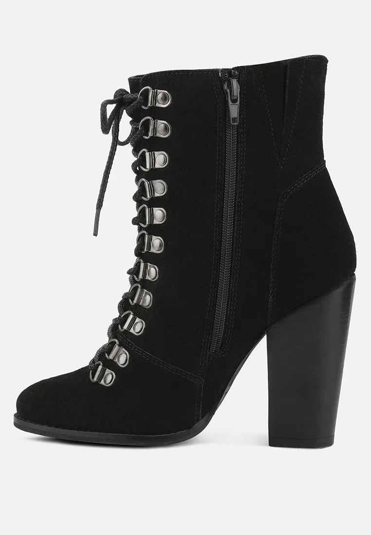 Goose-Feather Antique High Heeled Ankle Boot