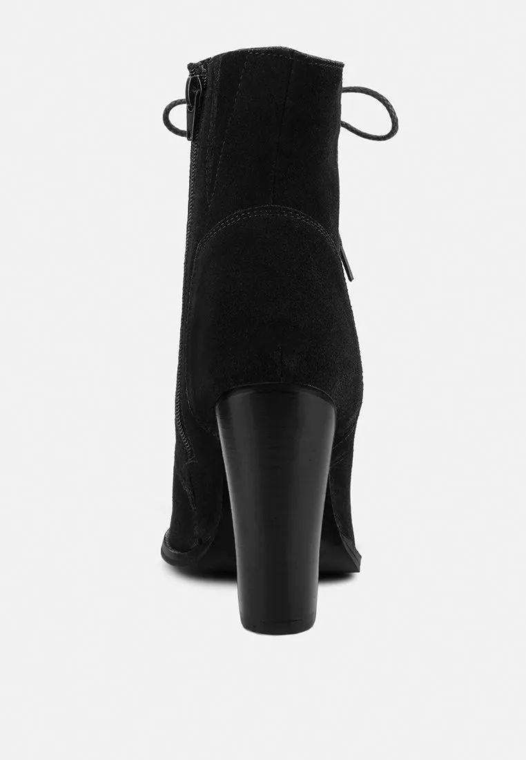 Goose-Feather Antique High Heeled Ankle Boot