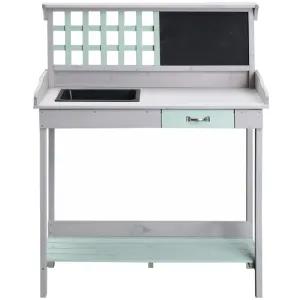 HOMCOM Fir Wood Potting Table 92Lx42.5Wx119.5H cm Grey HOMCOM Fir Wood Potting Table 92Lx42.5Wx119.5H cm Grey
