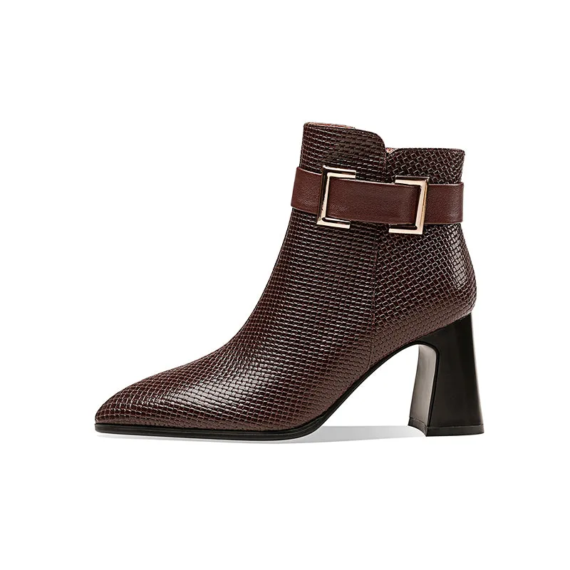 Izzy Pointed Toe Brown Heeled Boots