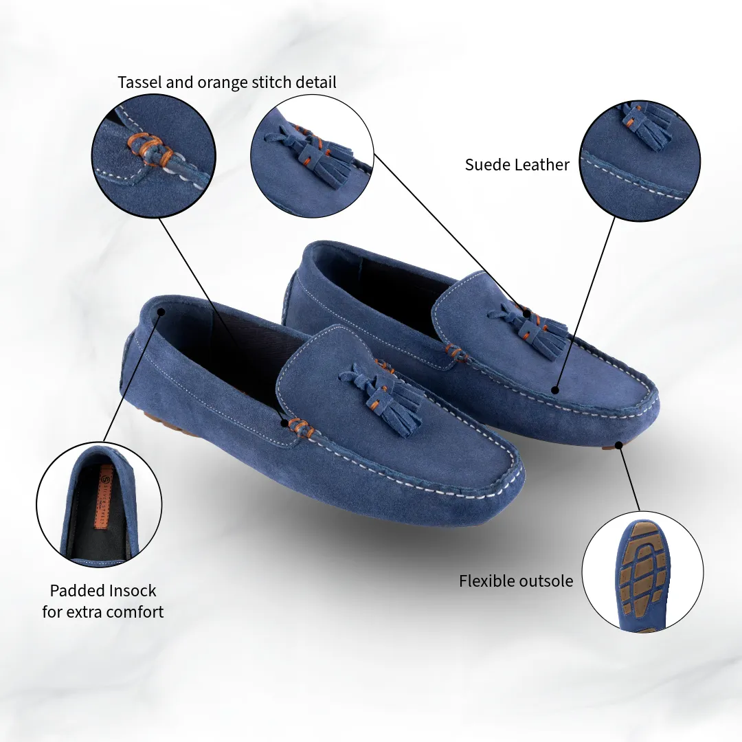 Jackson Suede Leather Driving Loafer - Blue