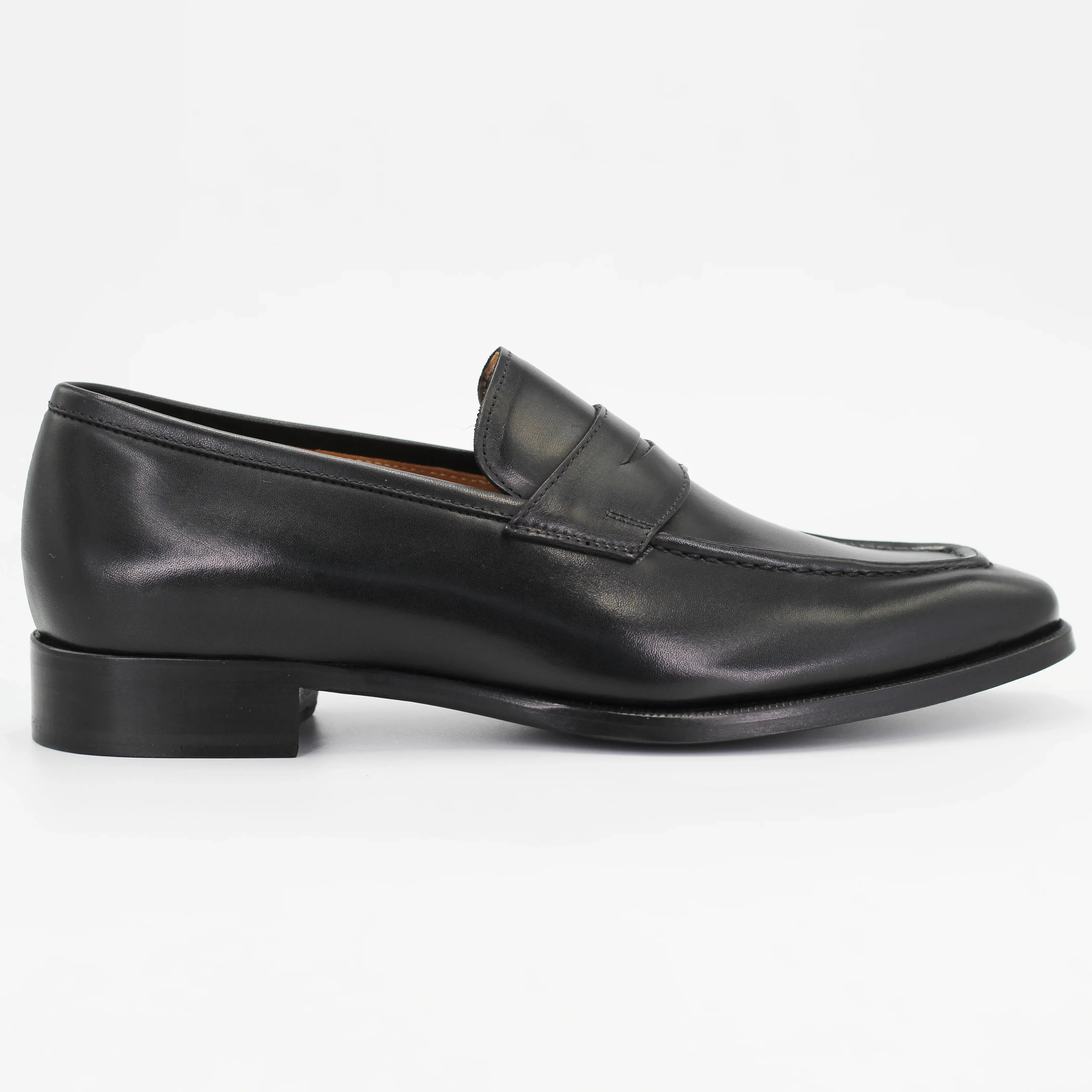 Men's pointed moccasin in calf leather nero (BRU8731)