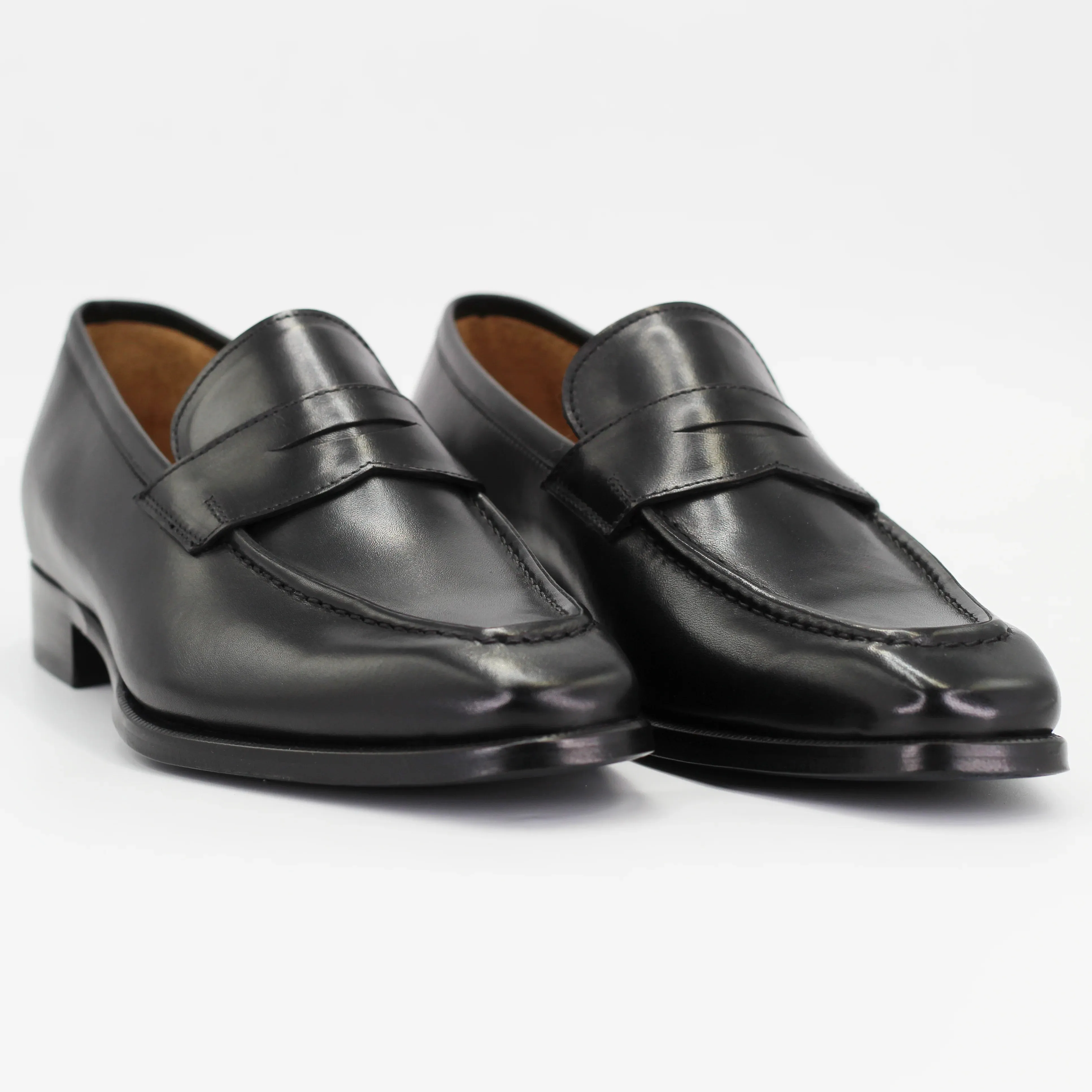 Men's pointed moccasin in calf leather nero (BRU8731)