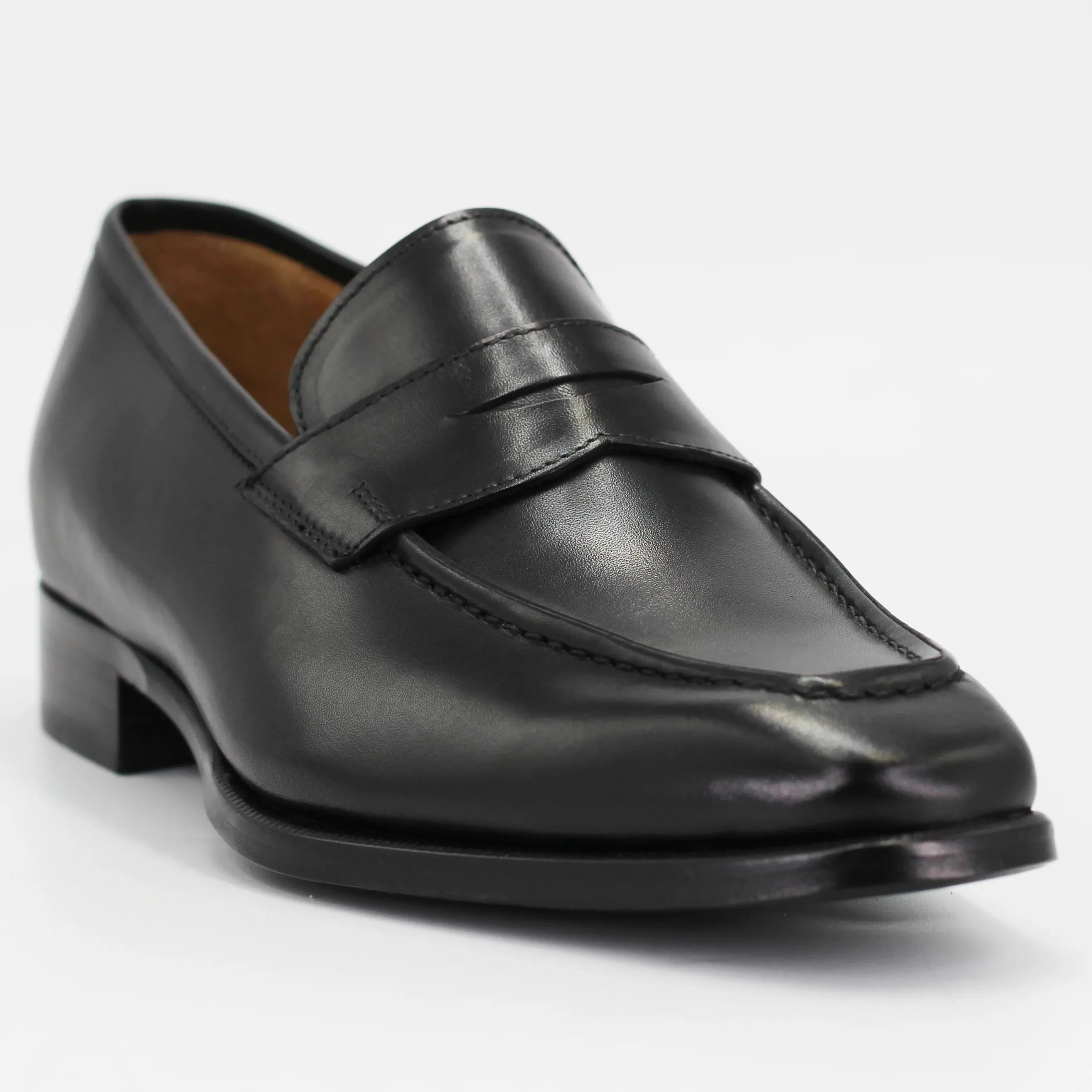 Men's pointed moccasin in calf leather nero (BRU8731)