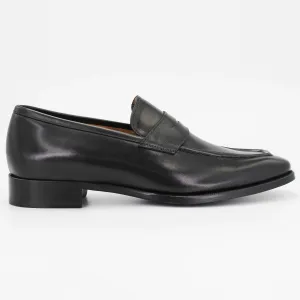 Men's pointed moccasin in calf leather nero (BRU8731)