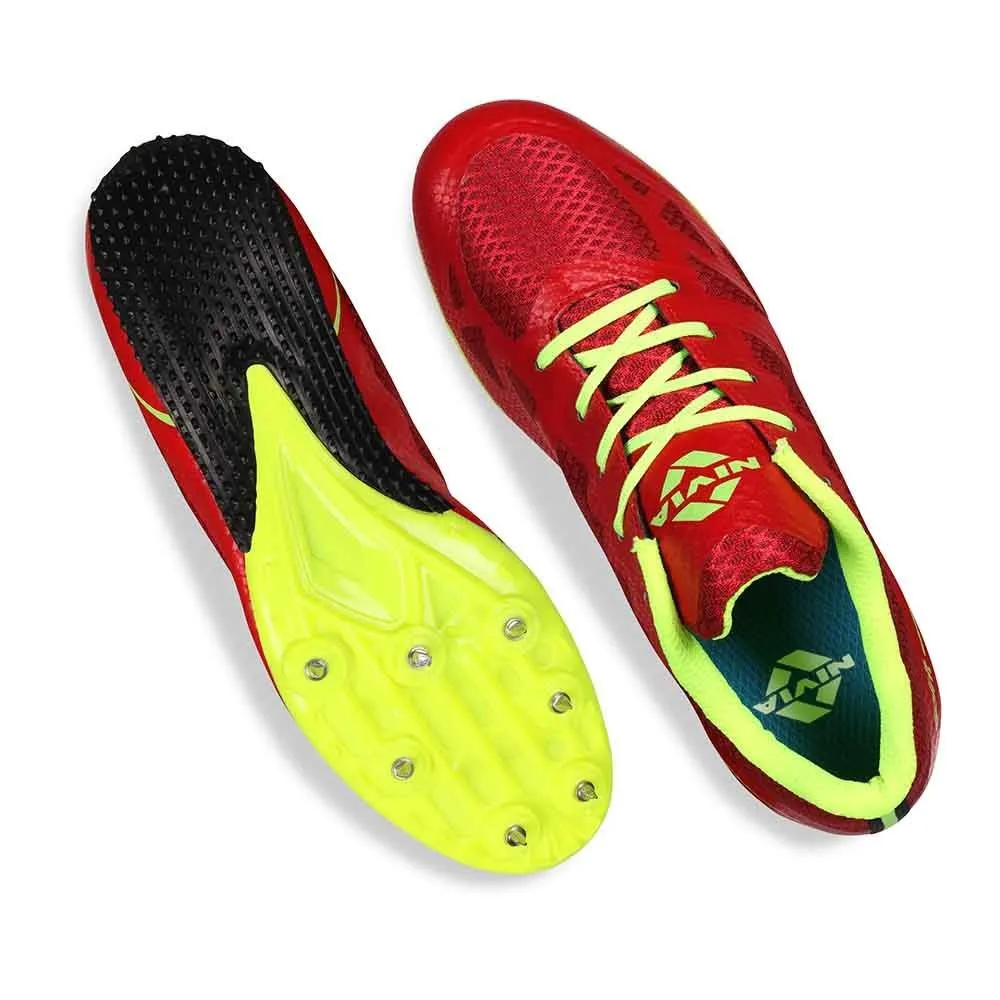Nivia Spirit Running Spikes Track & Field Shoes Red