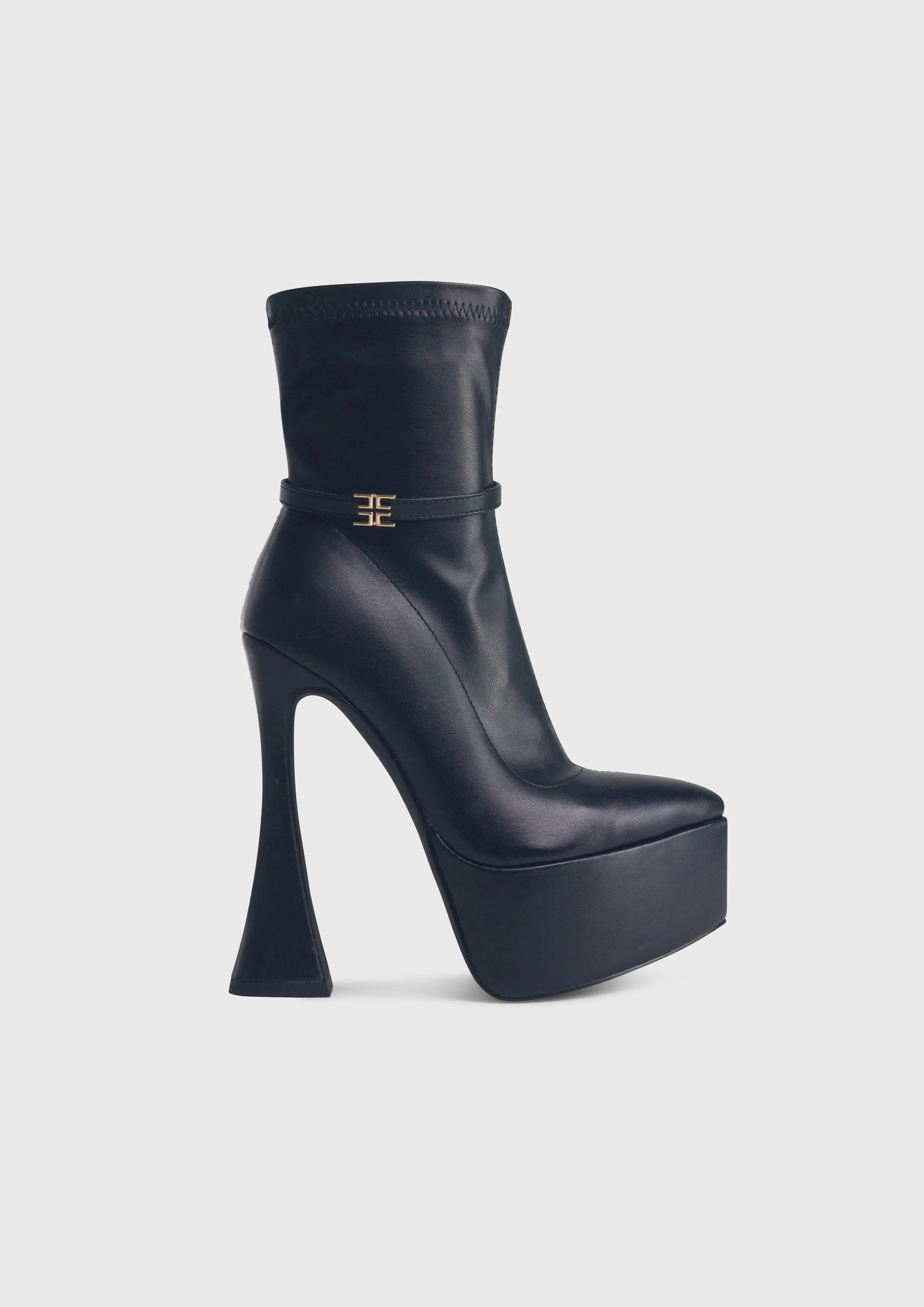 OPHELIA Black - High platform pointy socks heeled boots