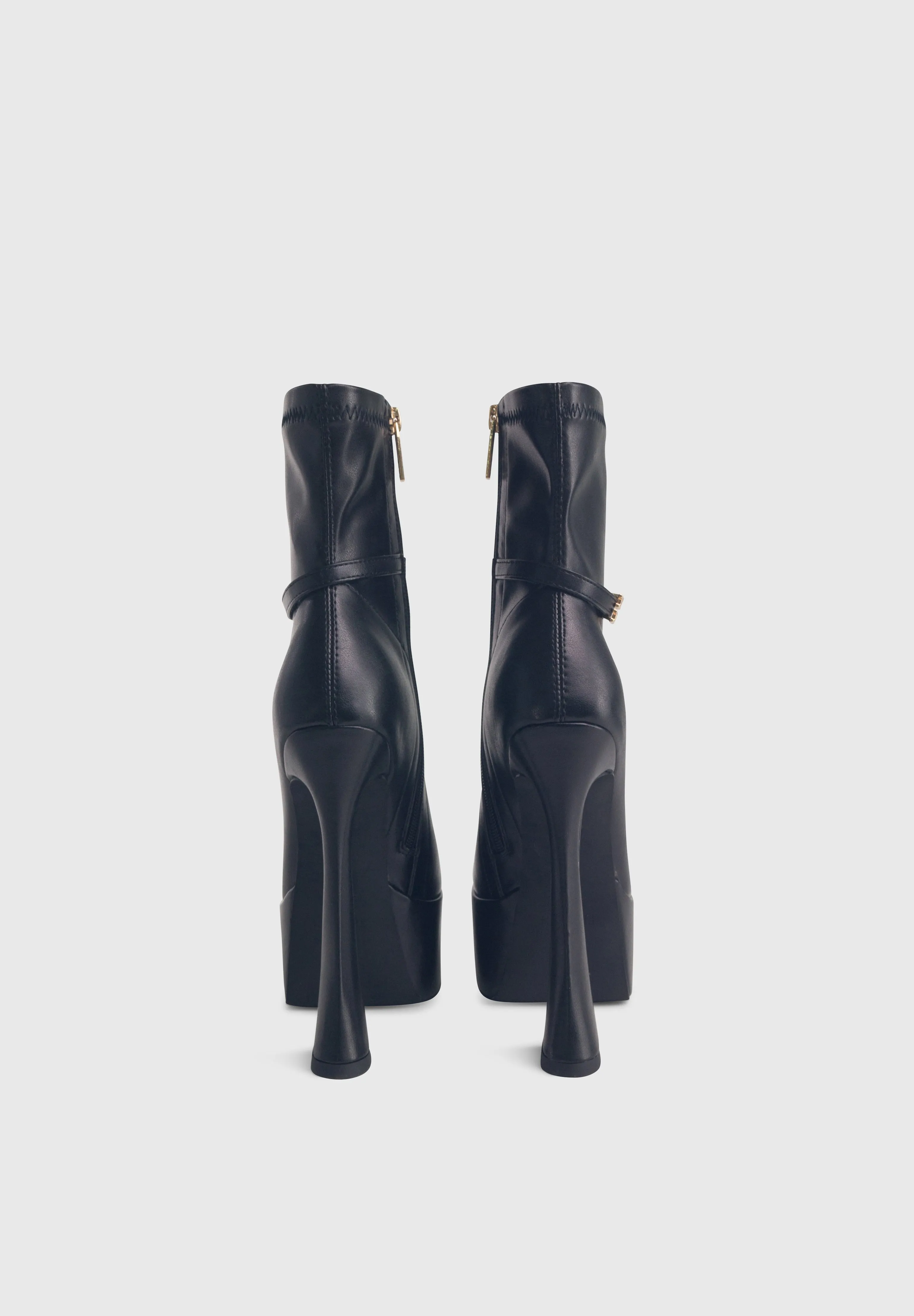 OPHELIA Black - High platform pointy socks heeled boots