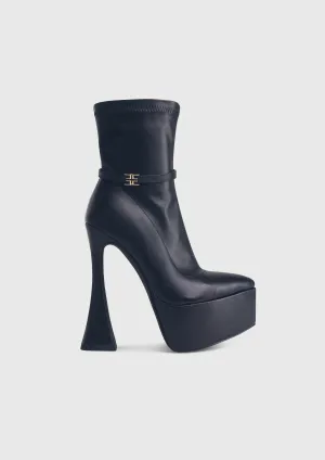 OPHELIA Black - High platform pointy socks heeled boots