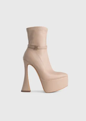 OPHELIA Nude - High platform pointy socks heeled boots