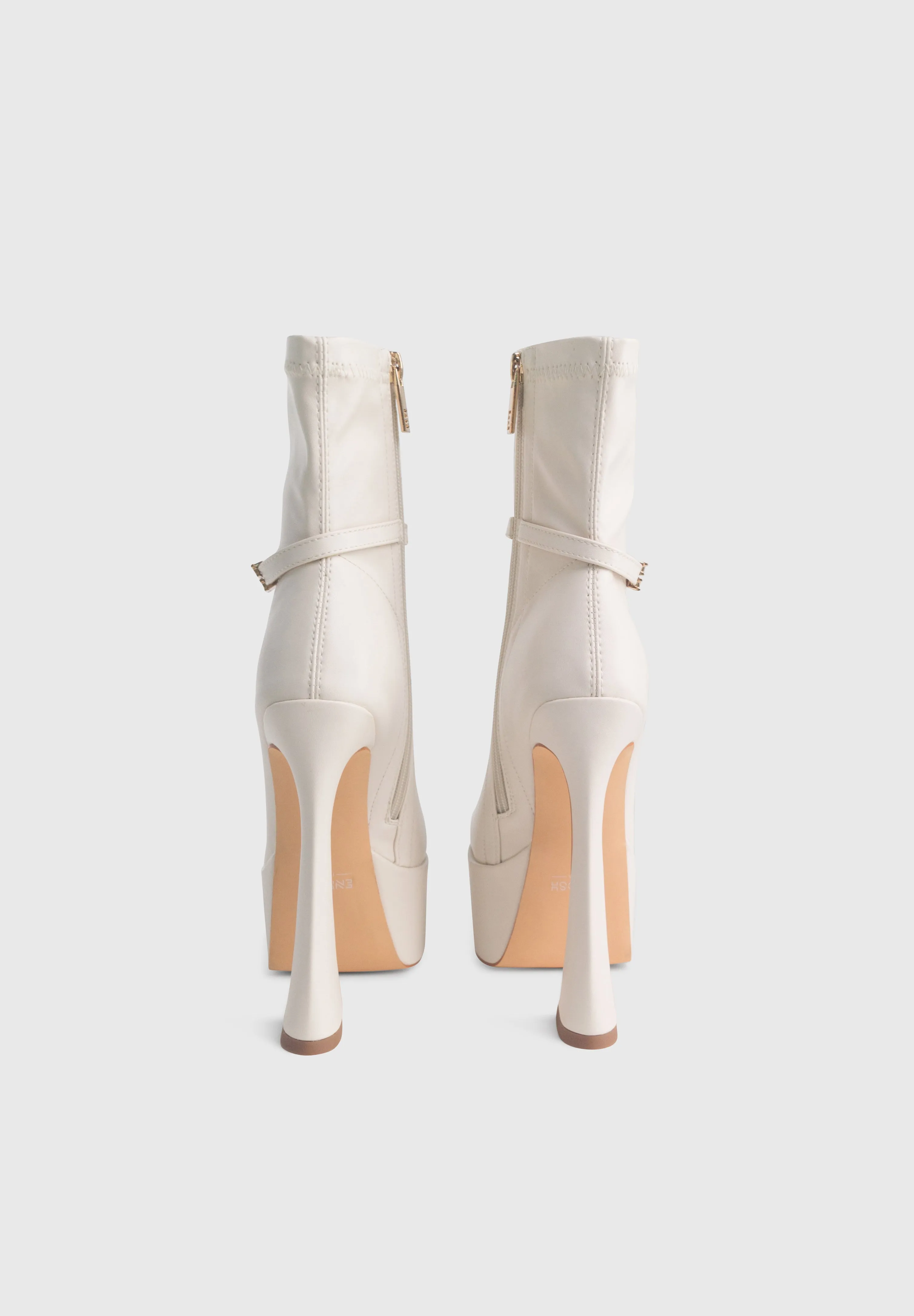 OPHELIA White Ivory - High platform pointy socks heeled boots