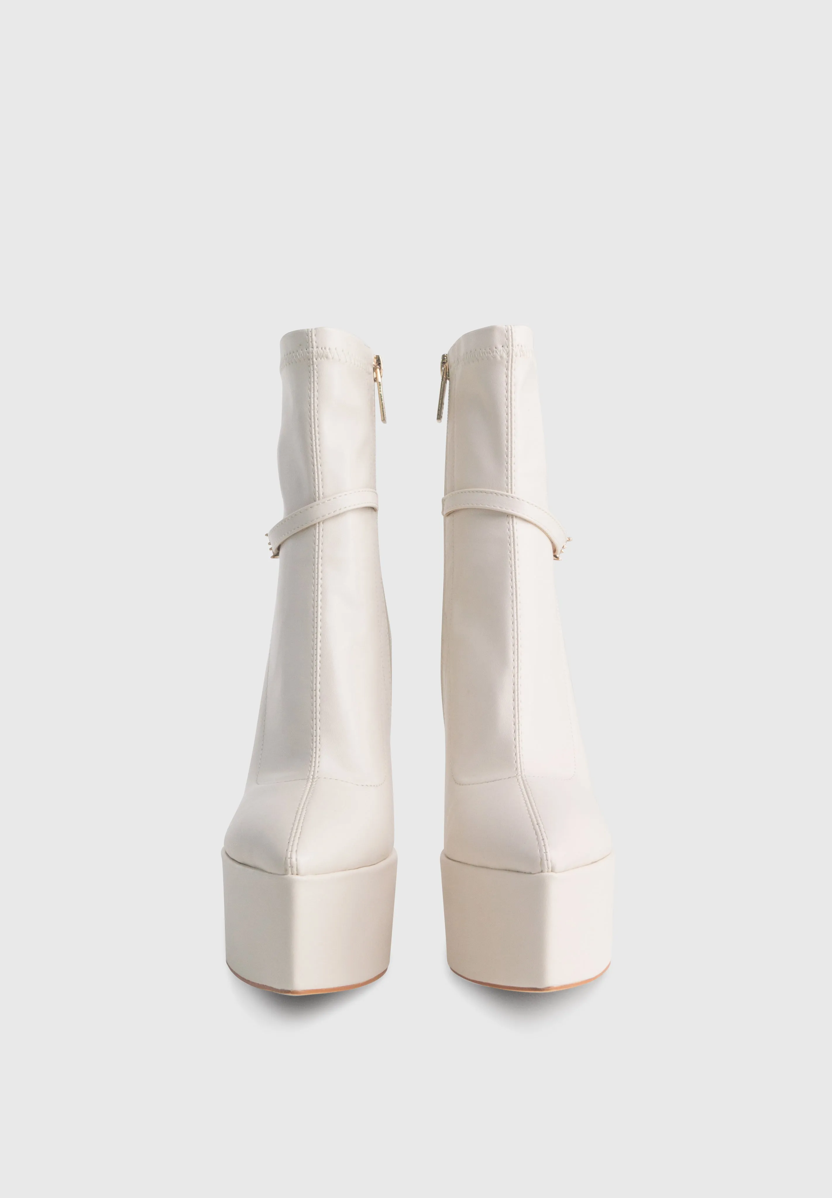 OPHELIA White Ivory - High platform pointy socks heeled boots