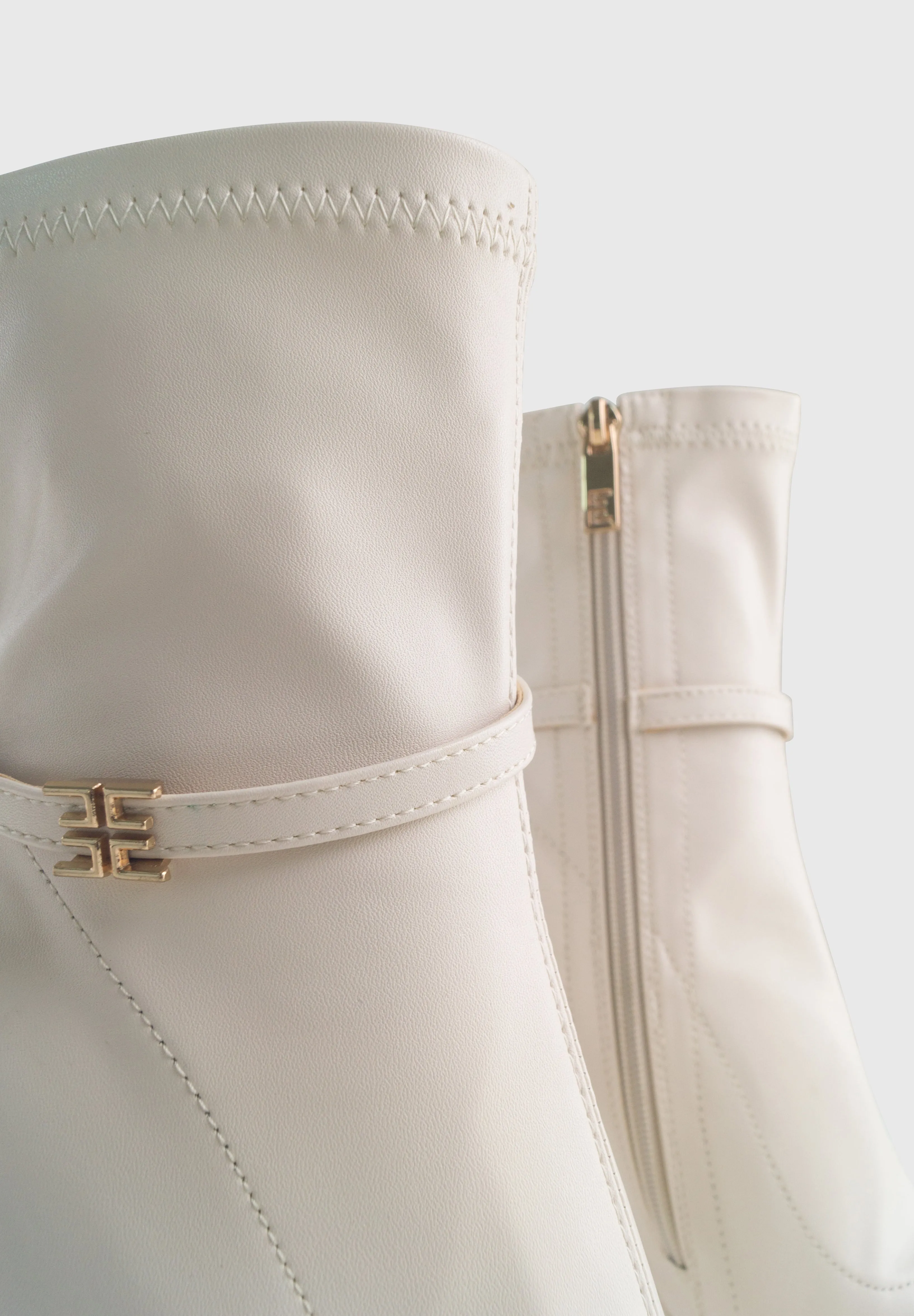 OPHELIA White Ivory - High platform pointy socks heeled boots