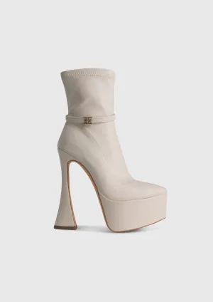 OPHELIA White Ivory - High platform pointy socks heeled boots
